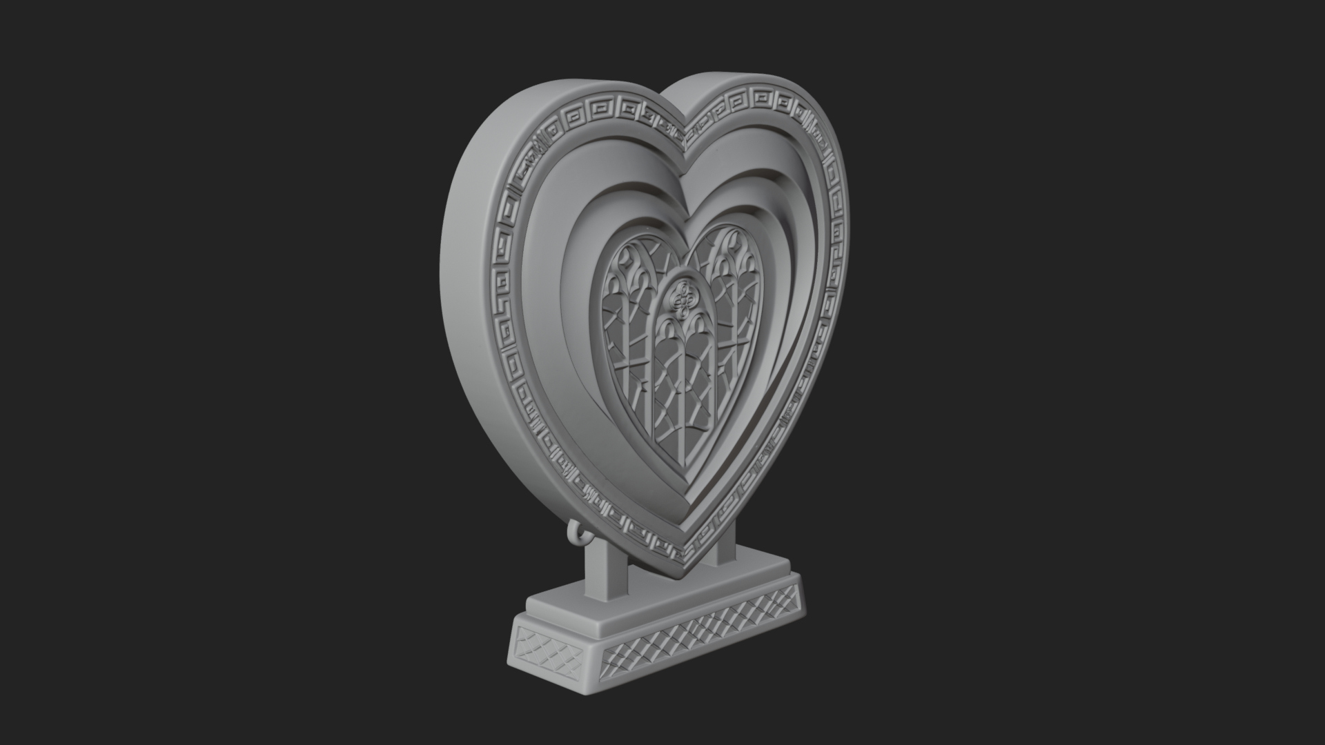 Ornate Framed Heart Plaque Design 109 3D Print Model 3D Model
