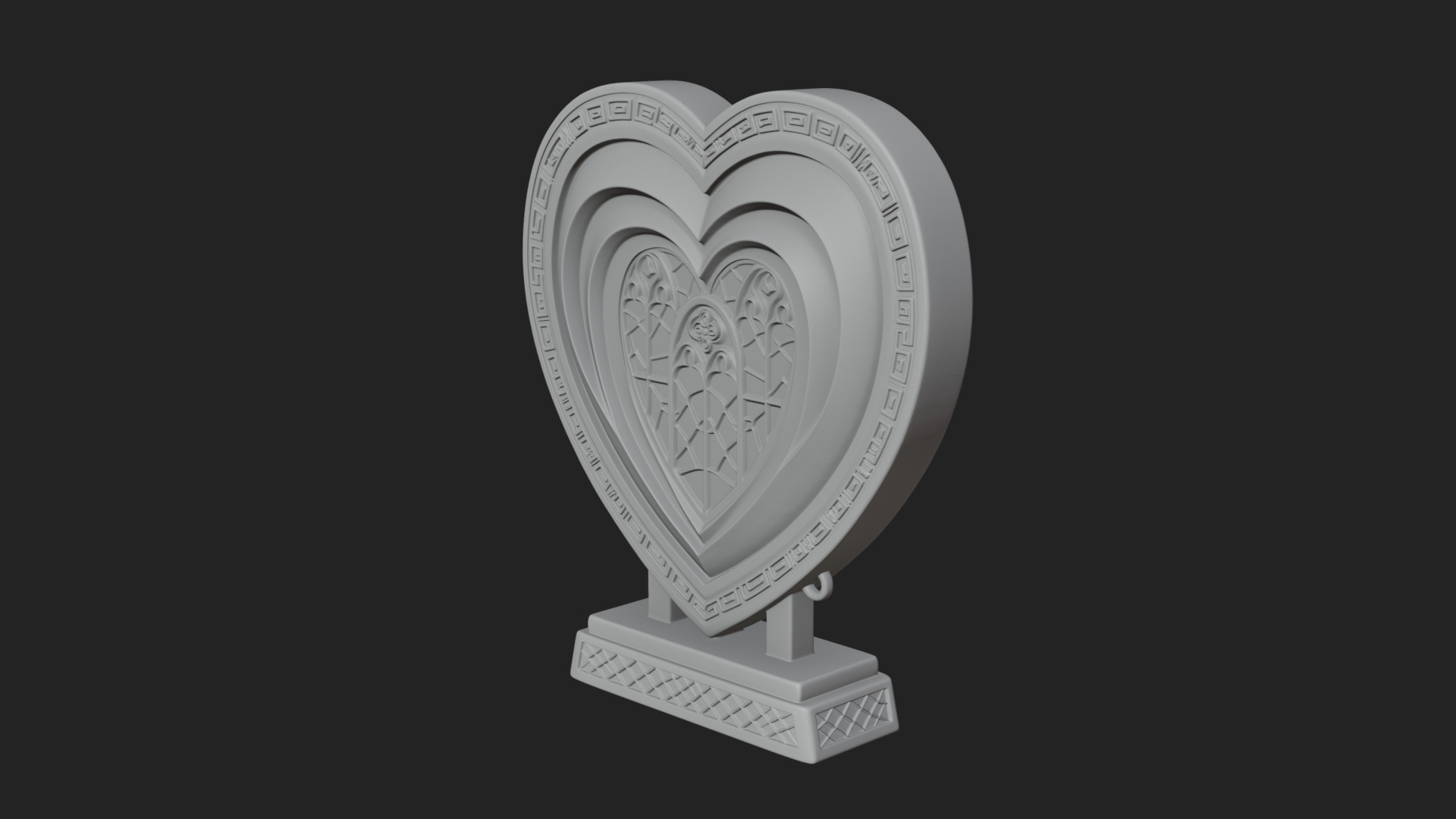 Ornate Framed Heart Plaque Design 109 3D Print Model 3D Model