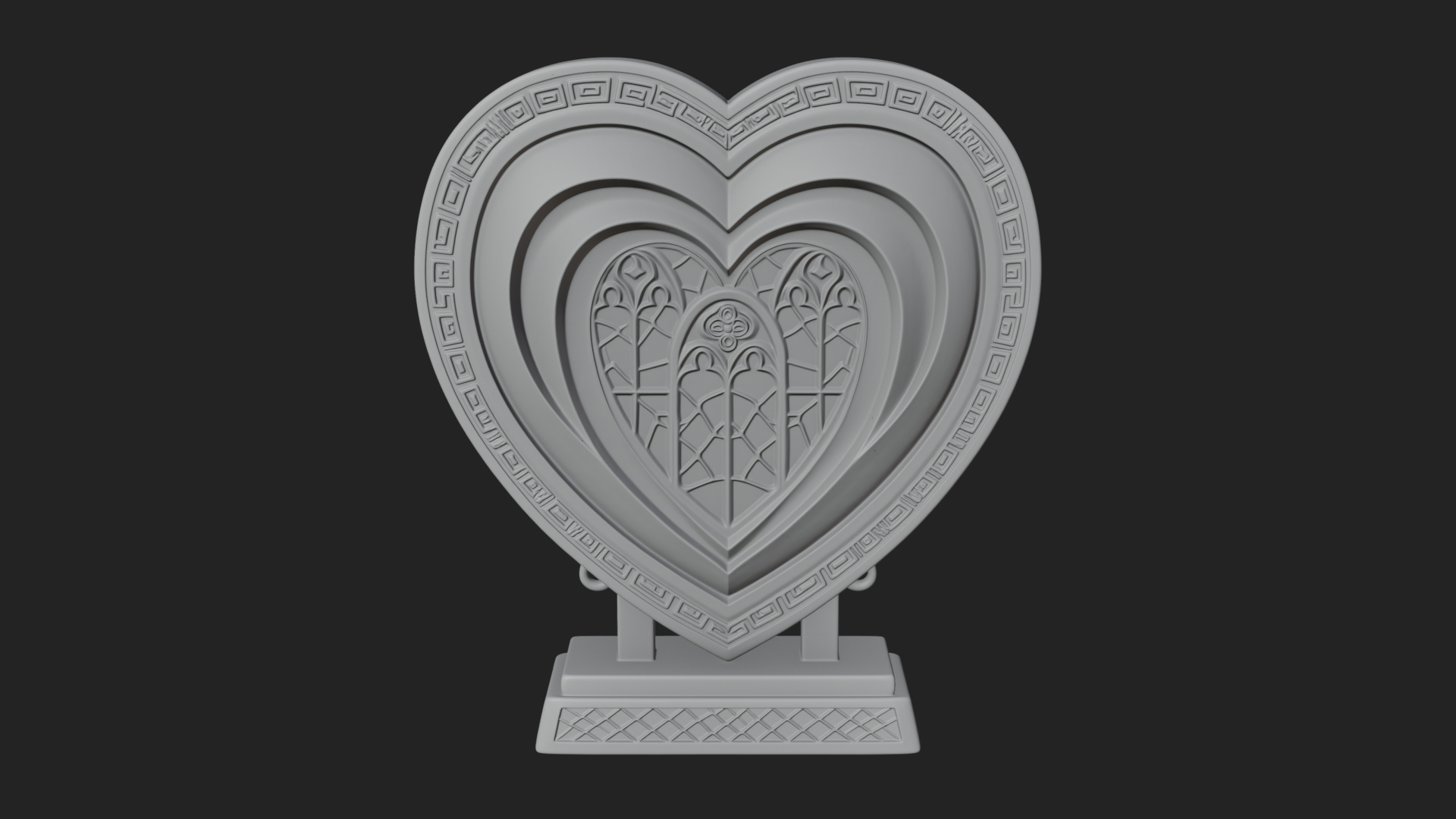 Ornate Framed Heart Plaque Design 109 3D Print Model 3D Model