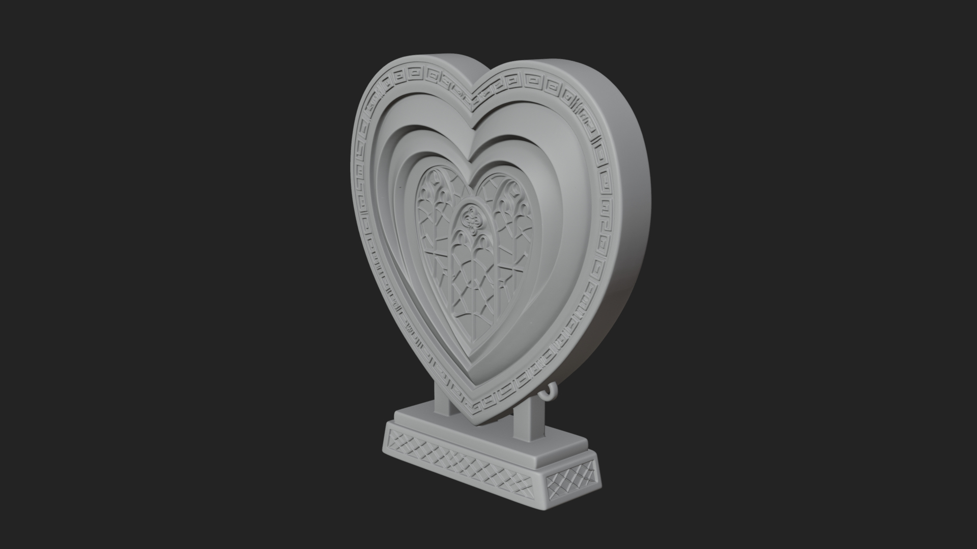 Ornate Framed Heart Plaque Design 109 3D Print Model 3D Model