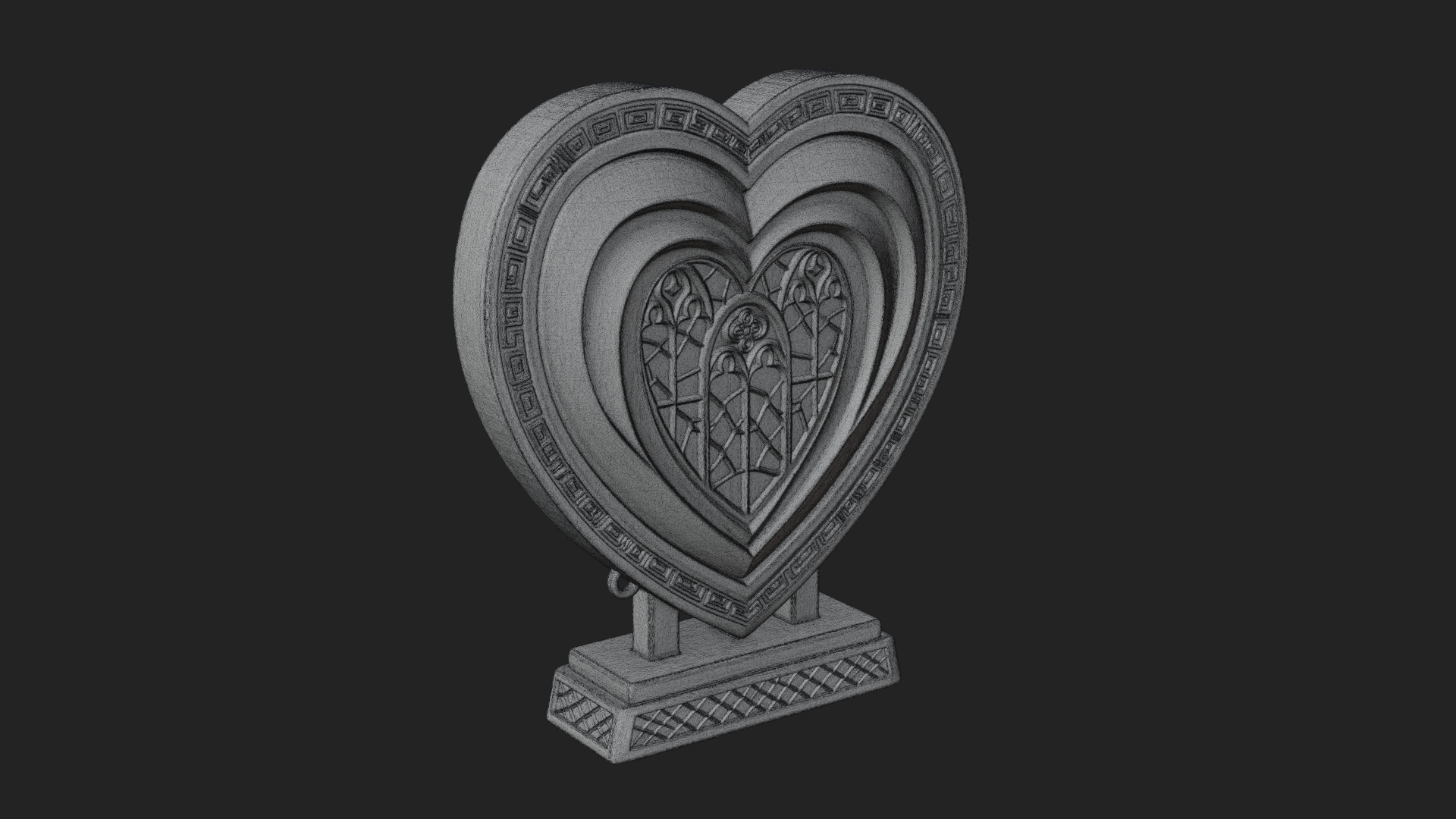 Ornate Framed Heart Plaque Design 109 3D Print Model 3D Model
