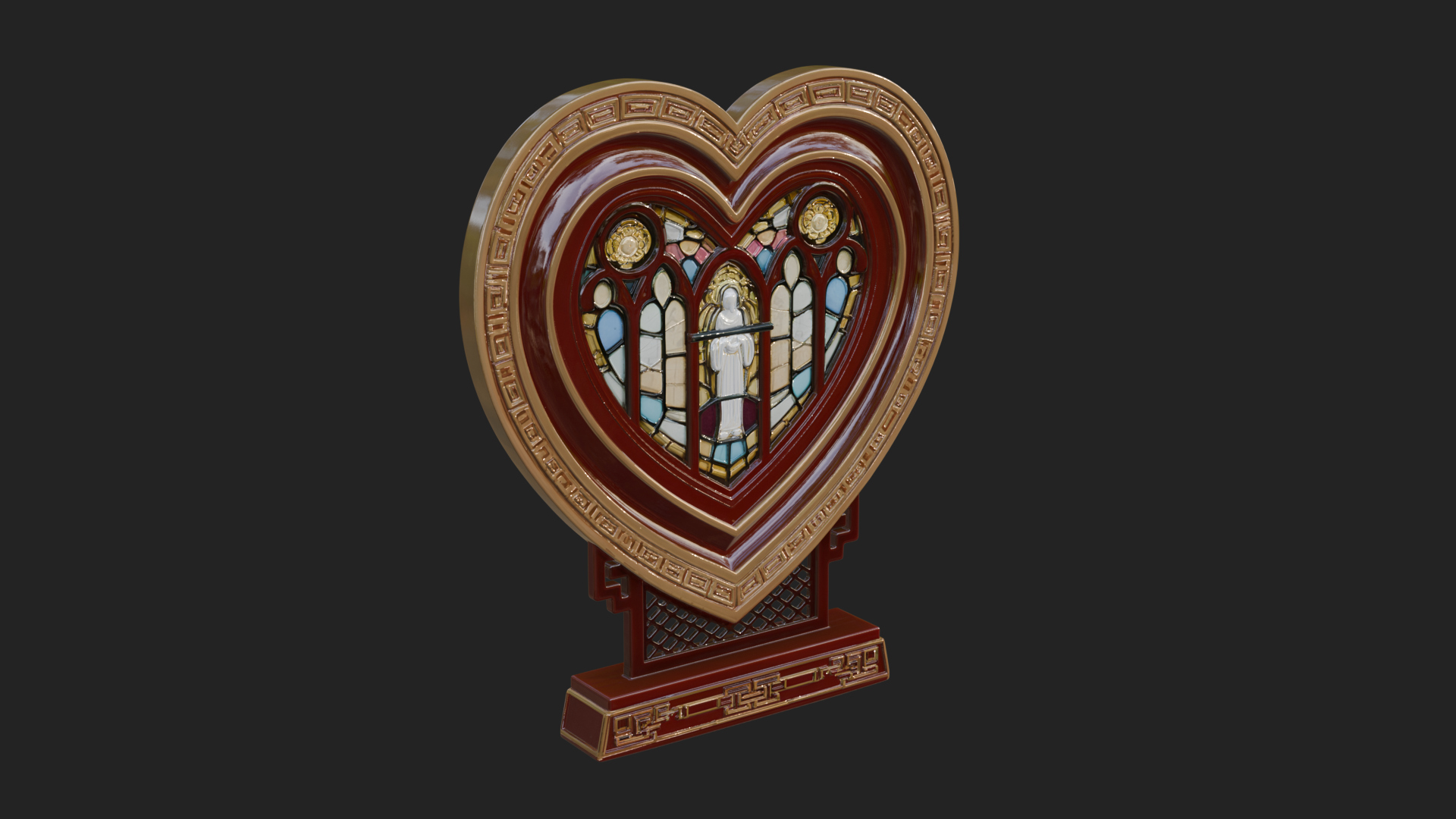 Ornate Framed Heart Plaque Design 110 3D Print Model 3D Model