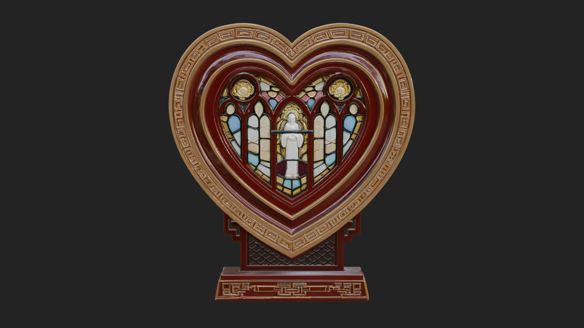 Ornate Framed Heart Plaque Design 110 3D Print Model 3D Model