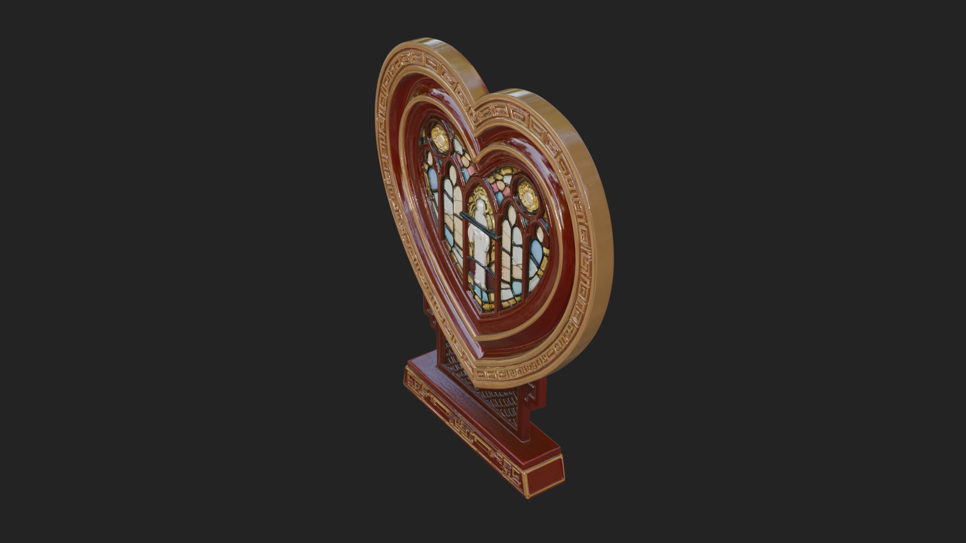 Ornate Framed Heart Plaque Design 110 3D Print Model 3D Model