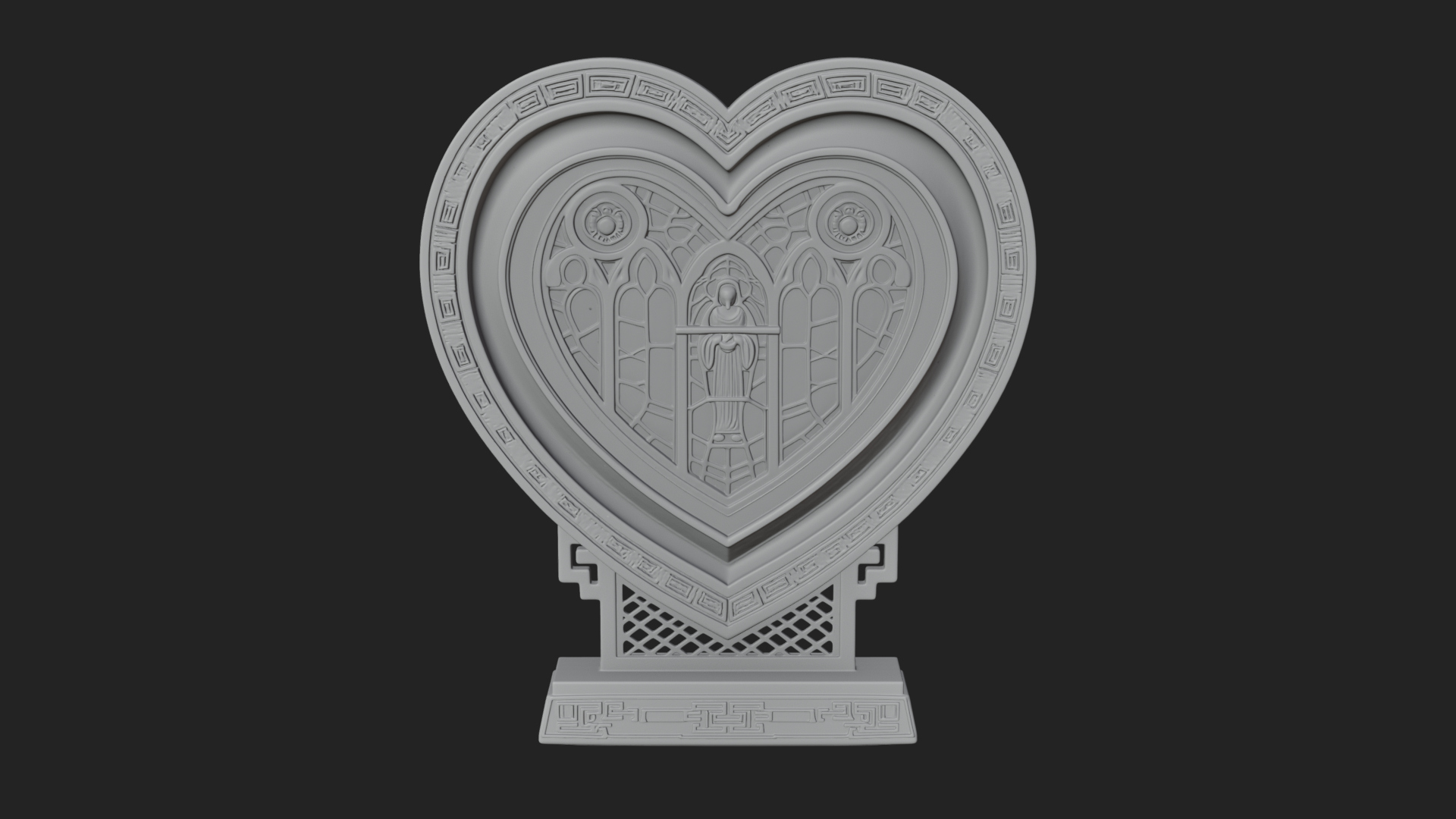 Ornate Framed Heart Plaque Design 110 3D Print Model 3D Model