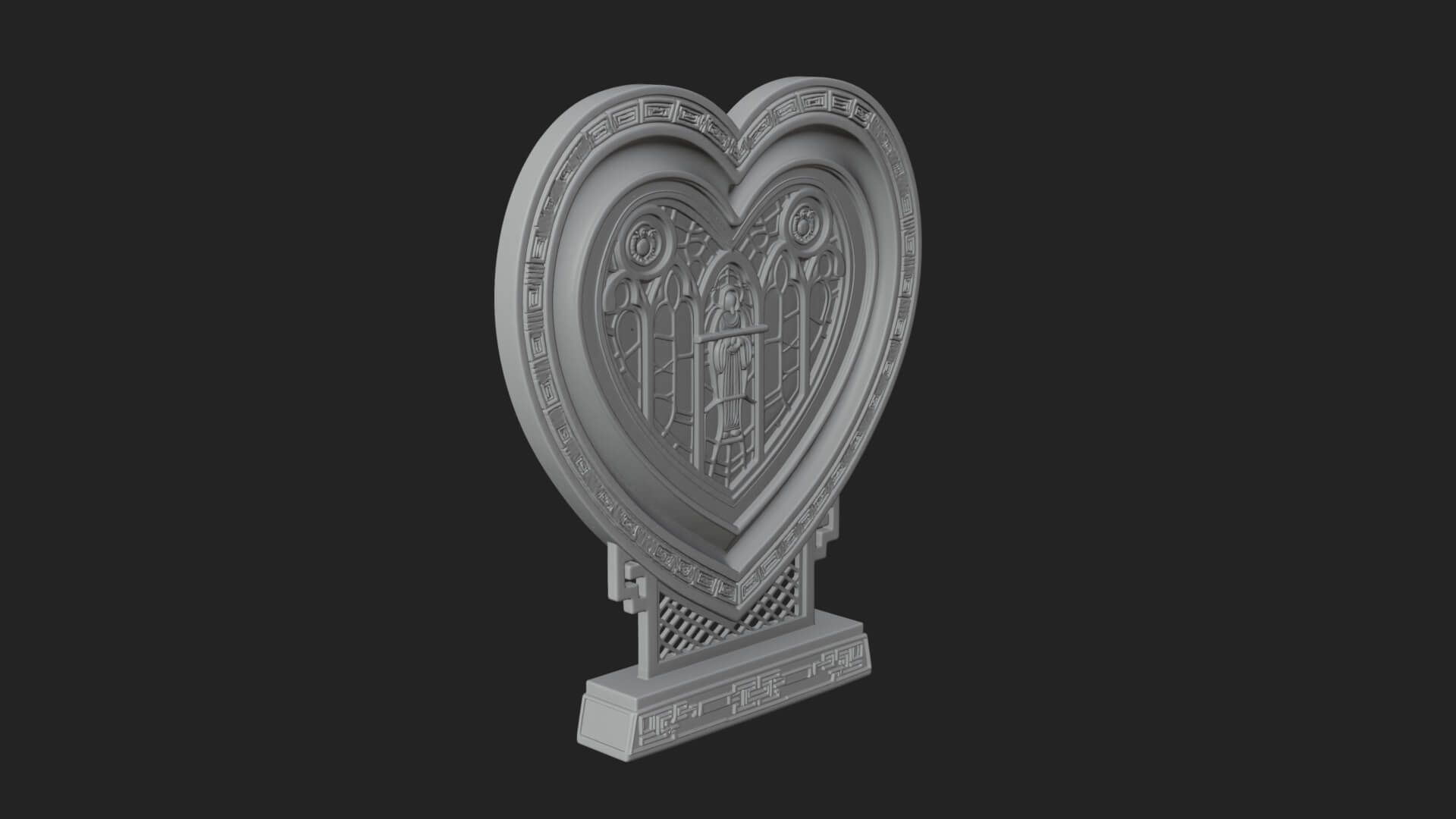 Ornate Framed Heart Plaque Design 110 3D Print Model 3D Model