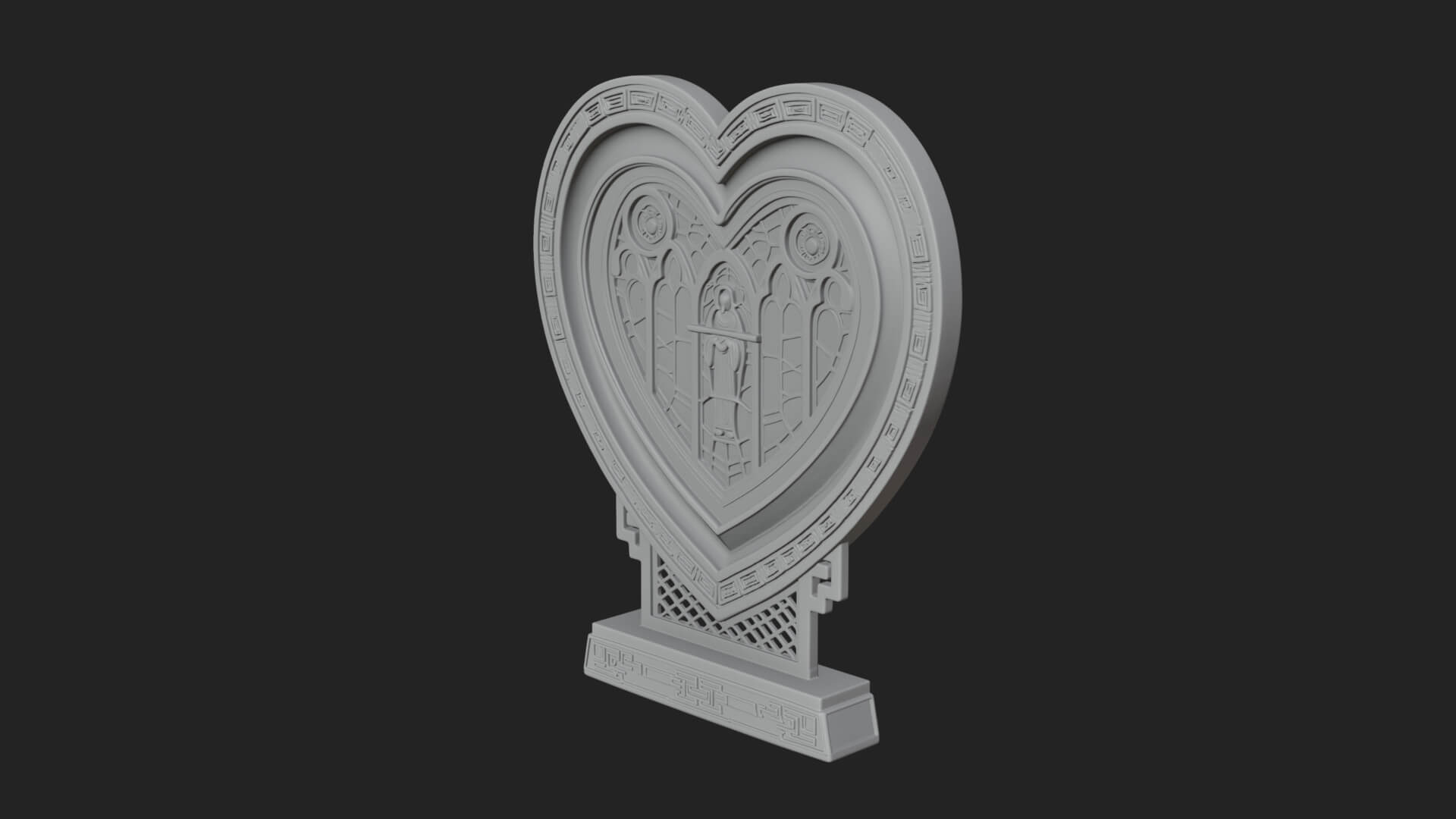Ornate Framed Heart Plaque Design 110 3D Print Model 3D Model