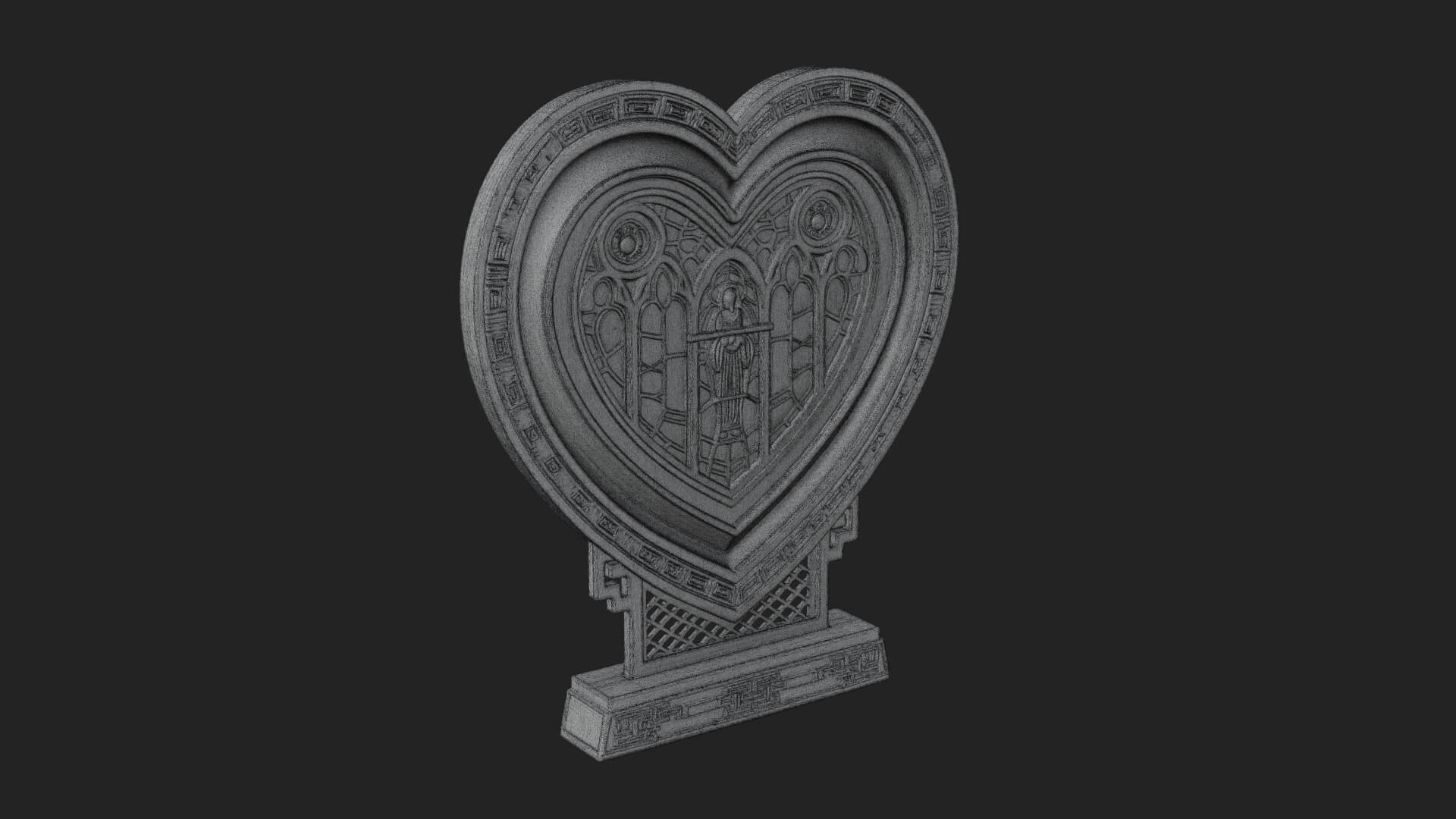 Ornate Framed Heart Plaque Design 110 3D Print Model 3D Model
