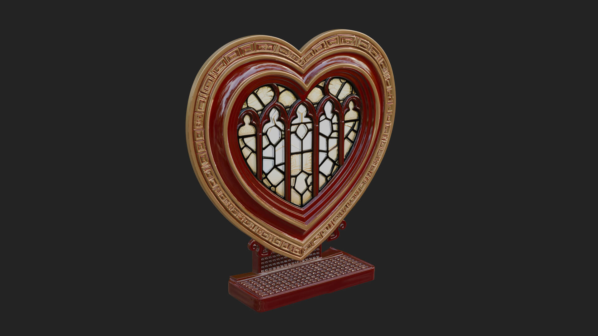 Ornate Framed Heart Plaque Design 111 3D Print Model 3D Model