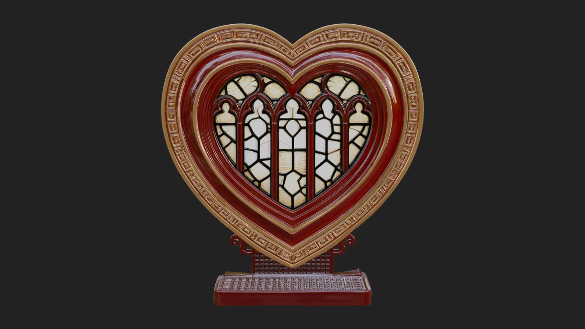 Ornate Framed Heart Plaque Design 111 3D Print Model 3D Model