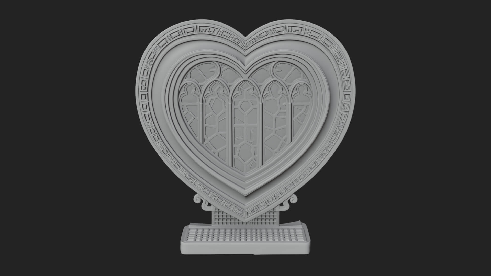 Ornate Framed Heart Plaque Design 111 3D Print Model 3D Model