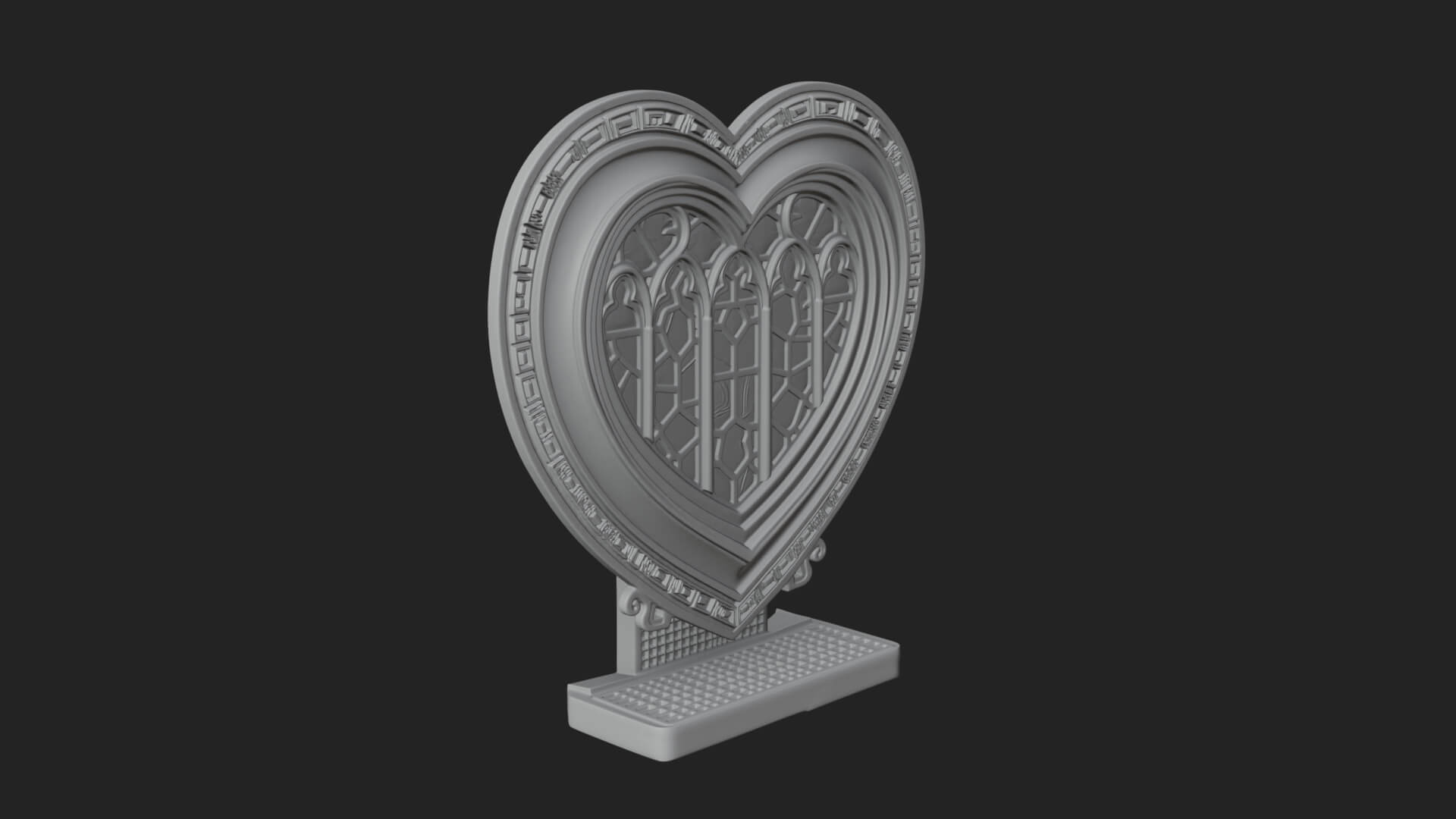 Ornate Framed Heart Plaque Design 111 3D Print Model 3D Model