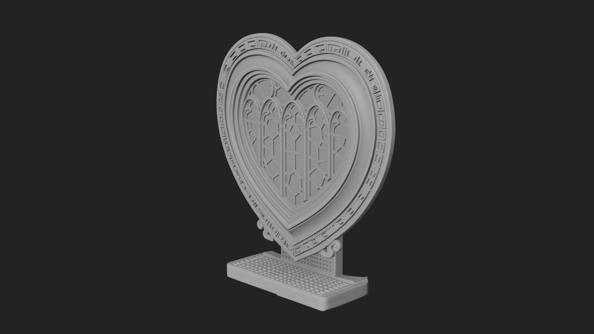 Ornate Framed Heart Plaque Design 111 3D Print Model 3D Model