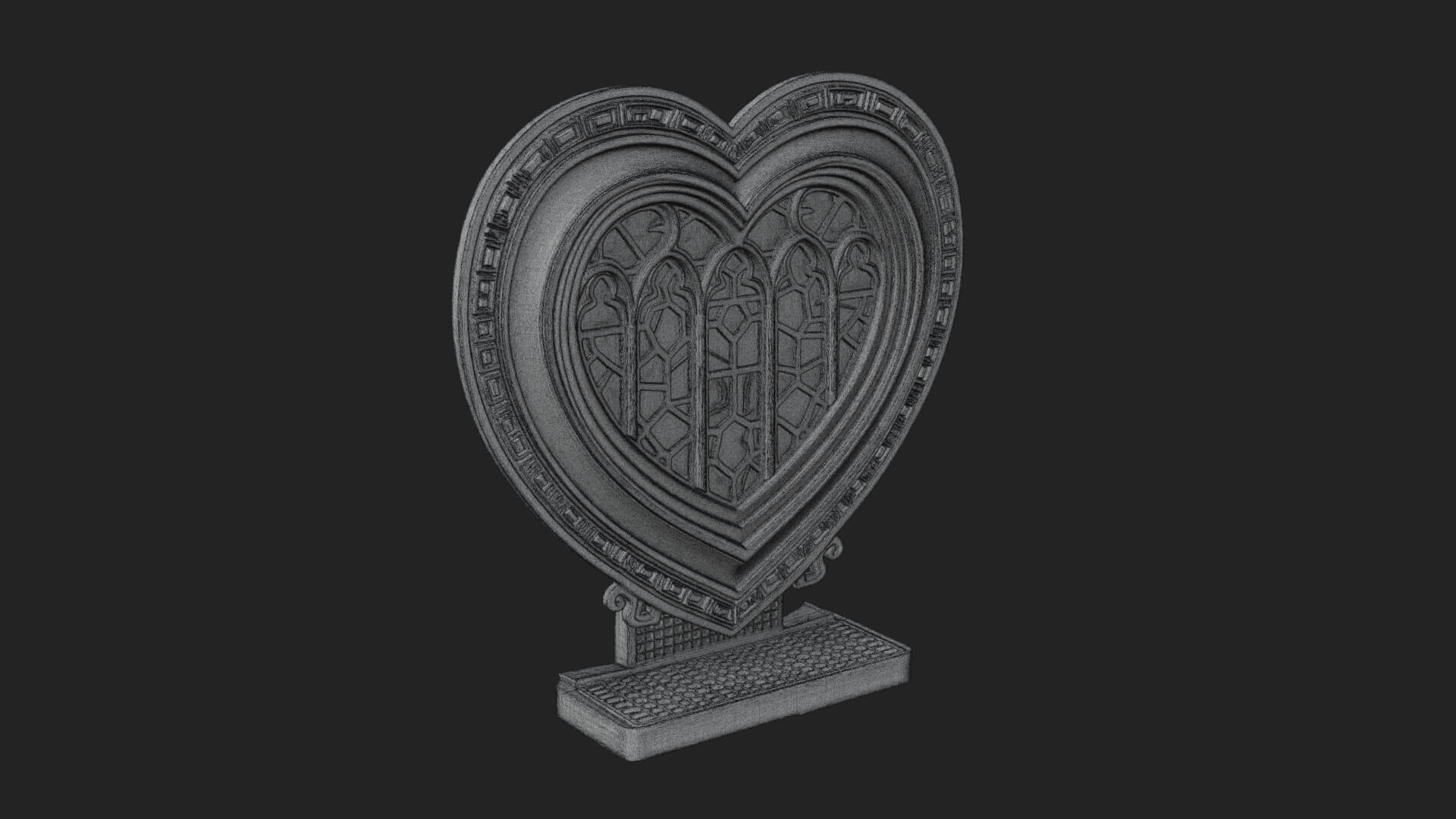 Ornate Framed Heart Plaque Design 111 3D Print Model 3D Model