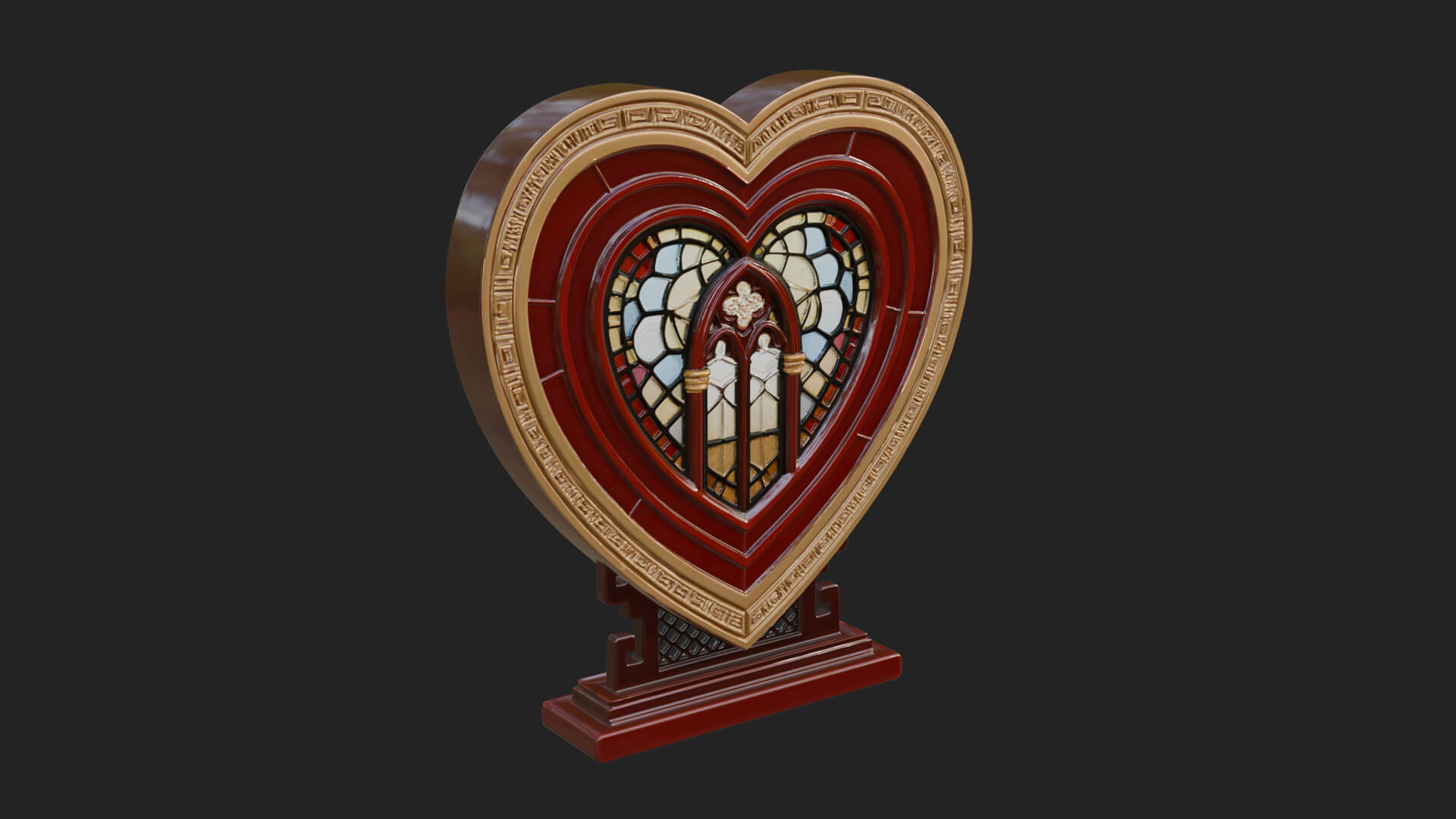Ornate Framed Heart Plaque Design 112 3D Print Model 3D Model