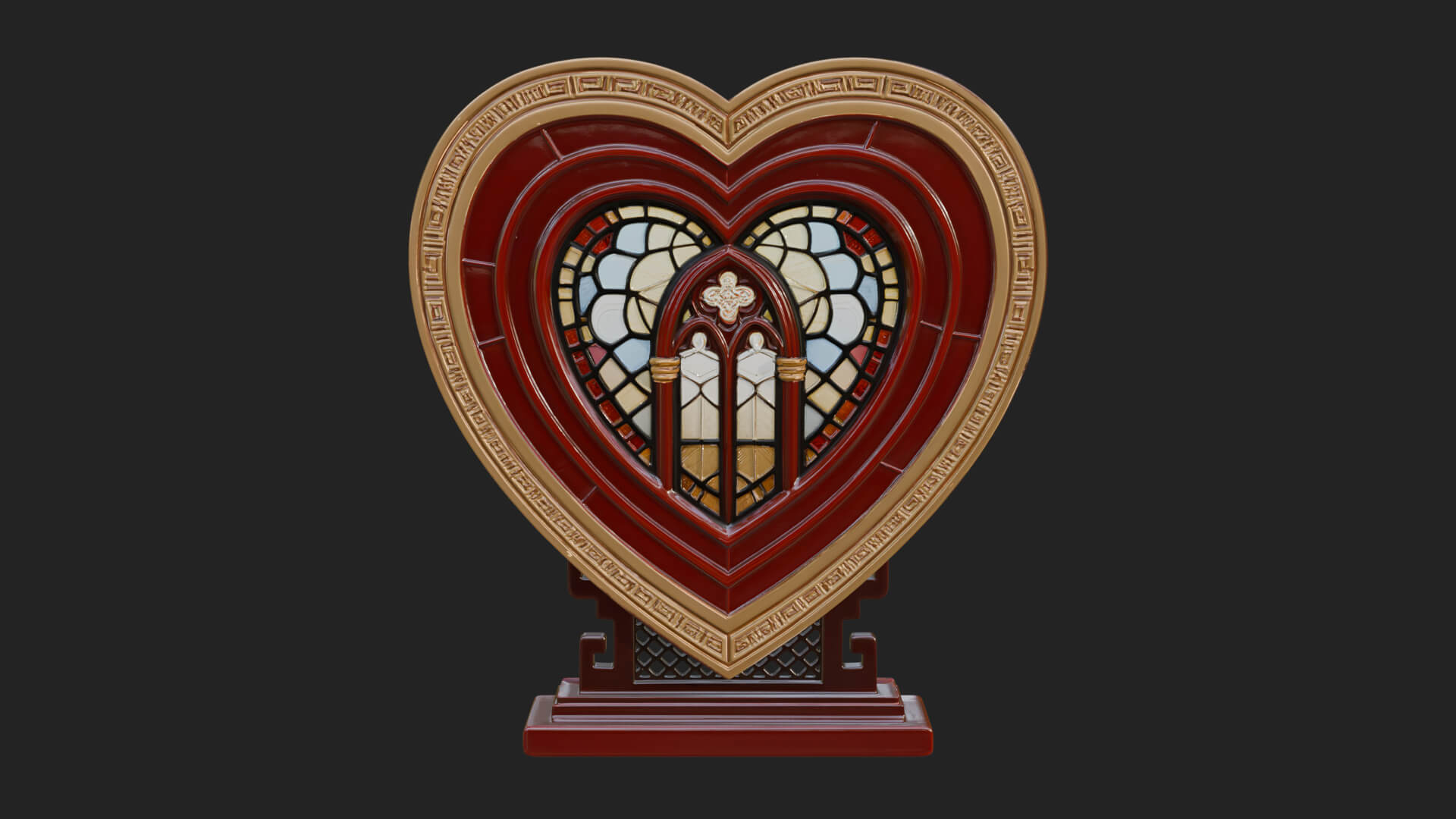 Ornate Framed Heart Plaque Design 112 3D Print Model 3D Model