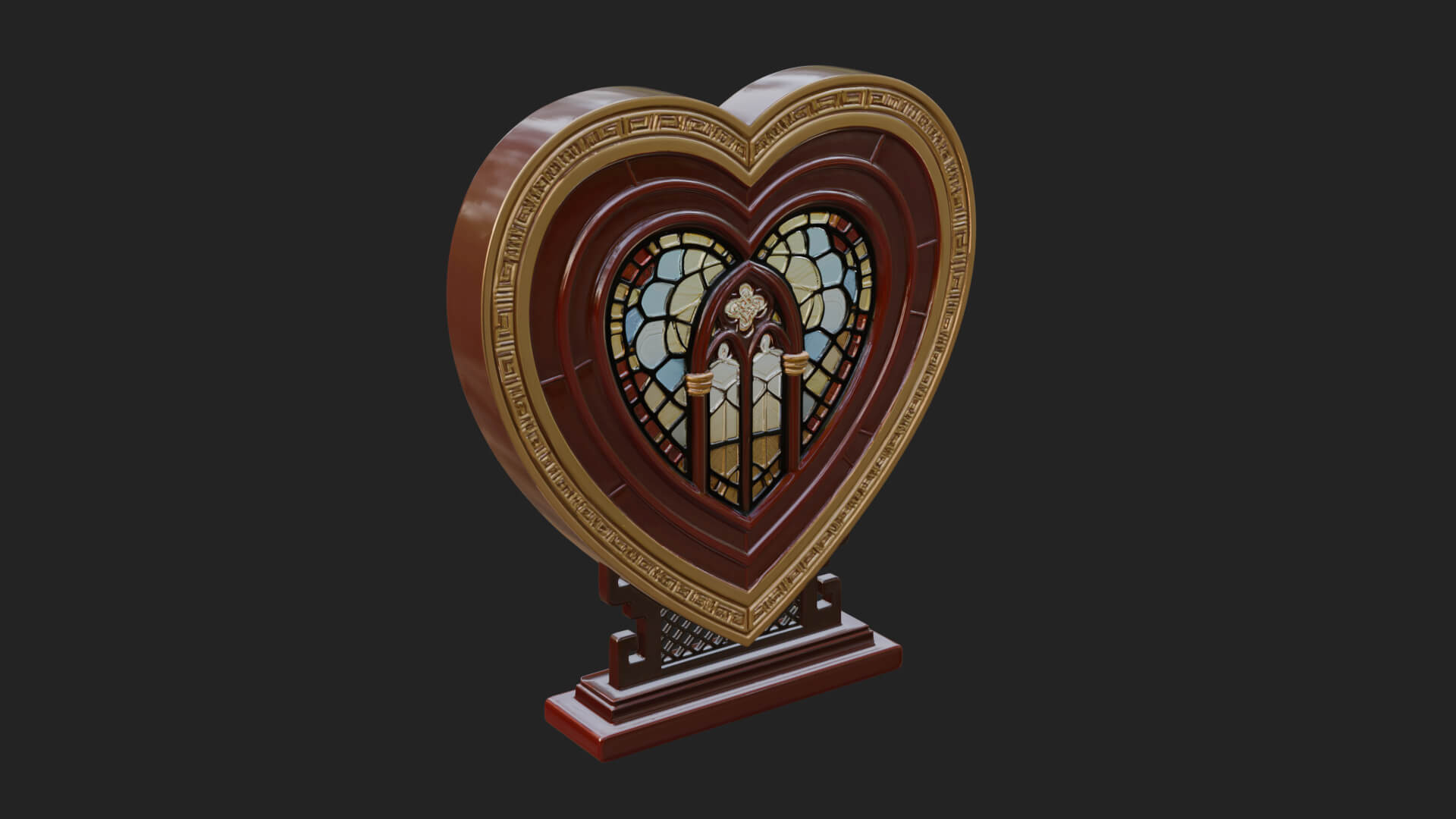 Ornate Framed Heart Plaque Design 112 3D Print Model 3D Model