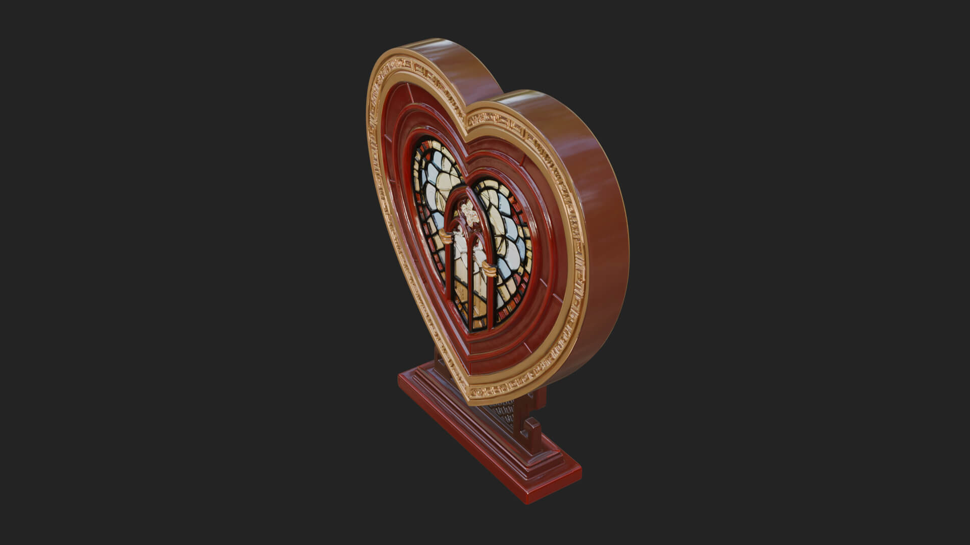 Ornate Framed Heart Plaque Design 112 3D Print Model 3D Model