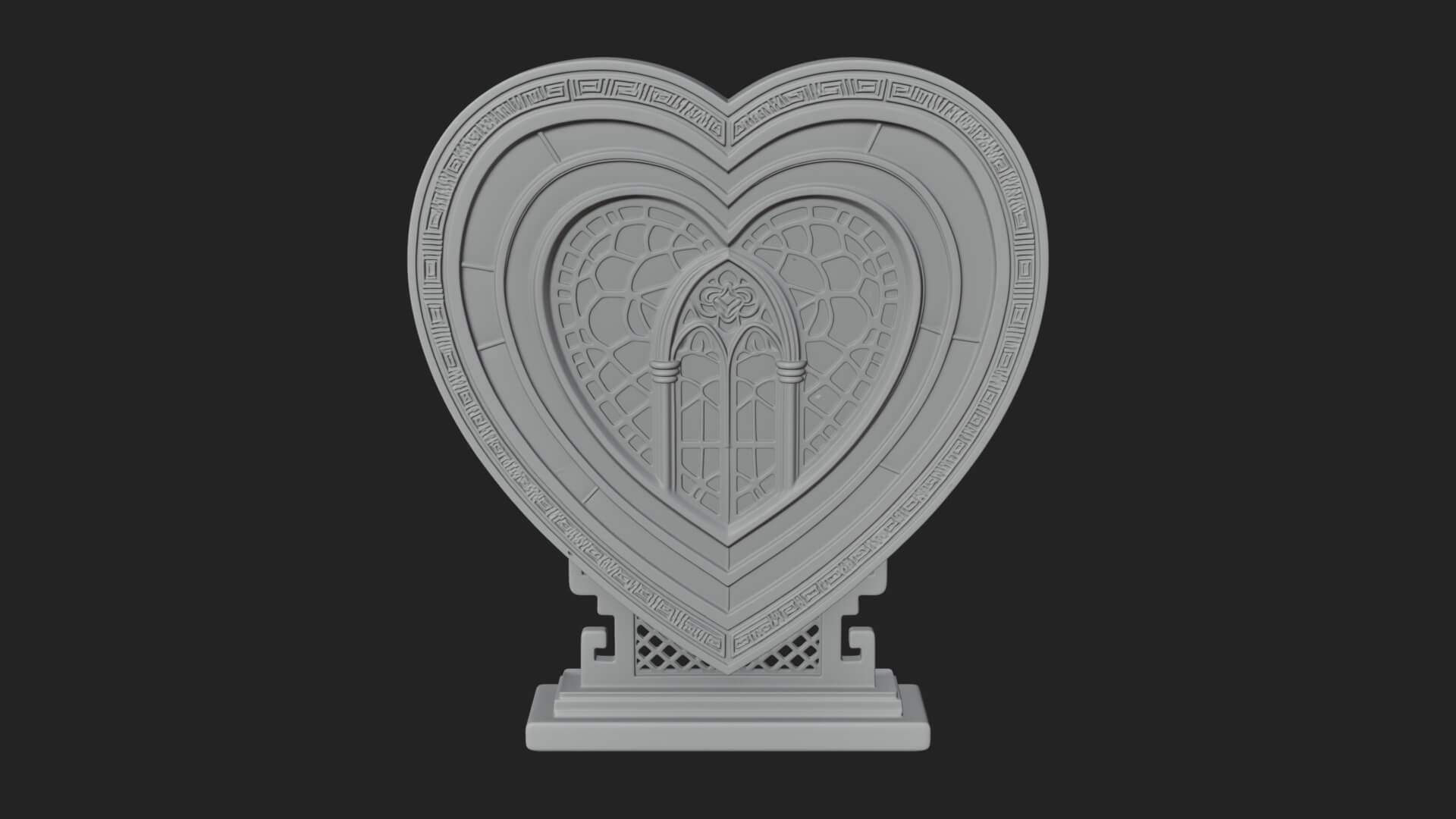 Ornate Framed Heart Plaque Design 112 3D Print Model 3D Model