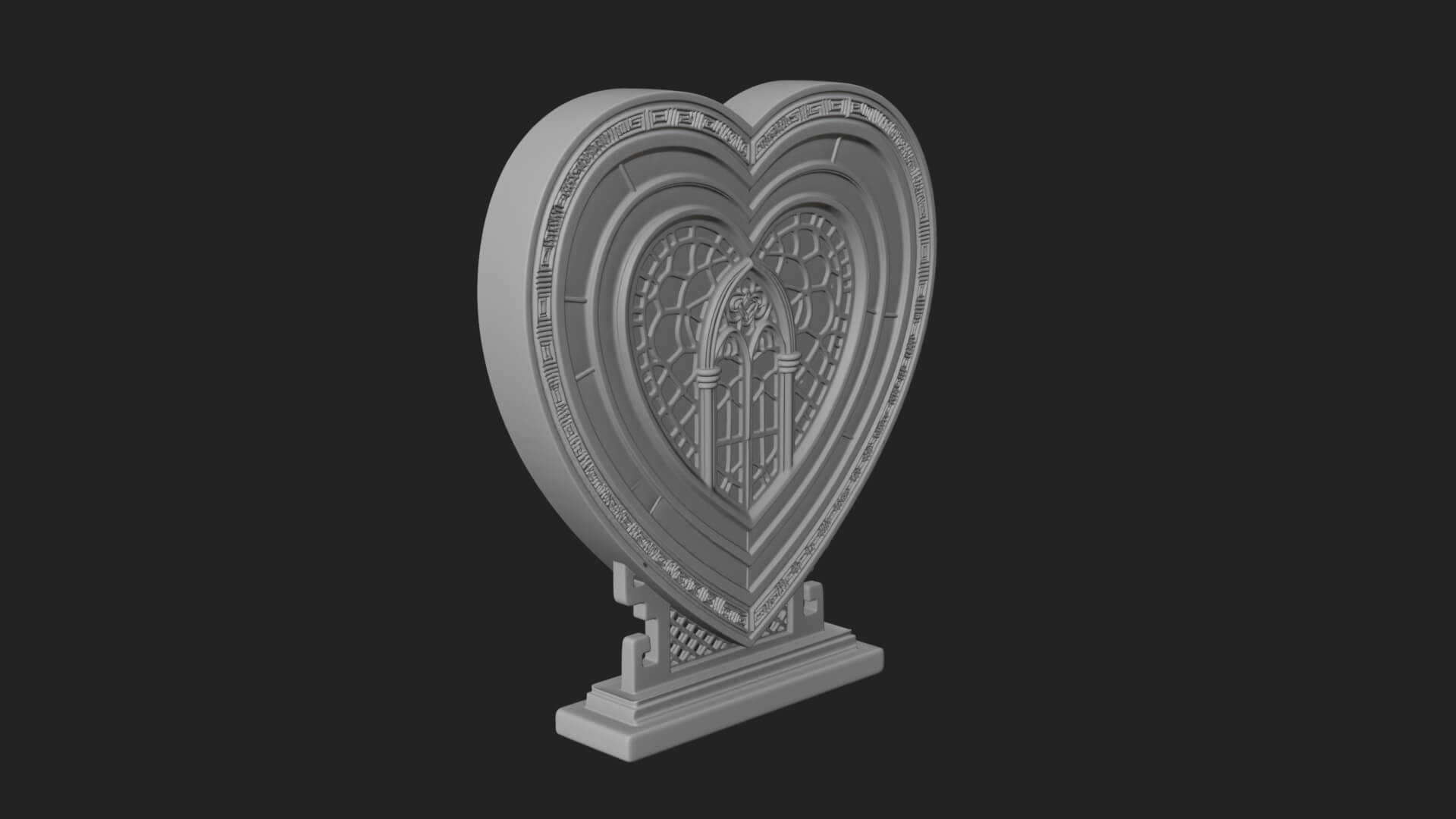 Ornate Framed Heart Plaque Design 112 3D Print Model 3D Model
