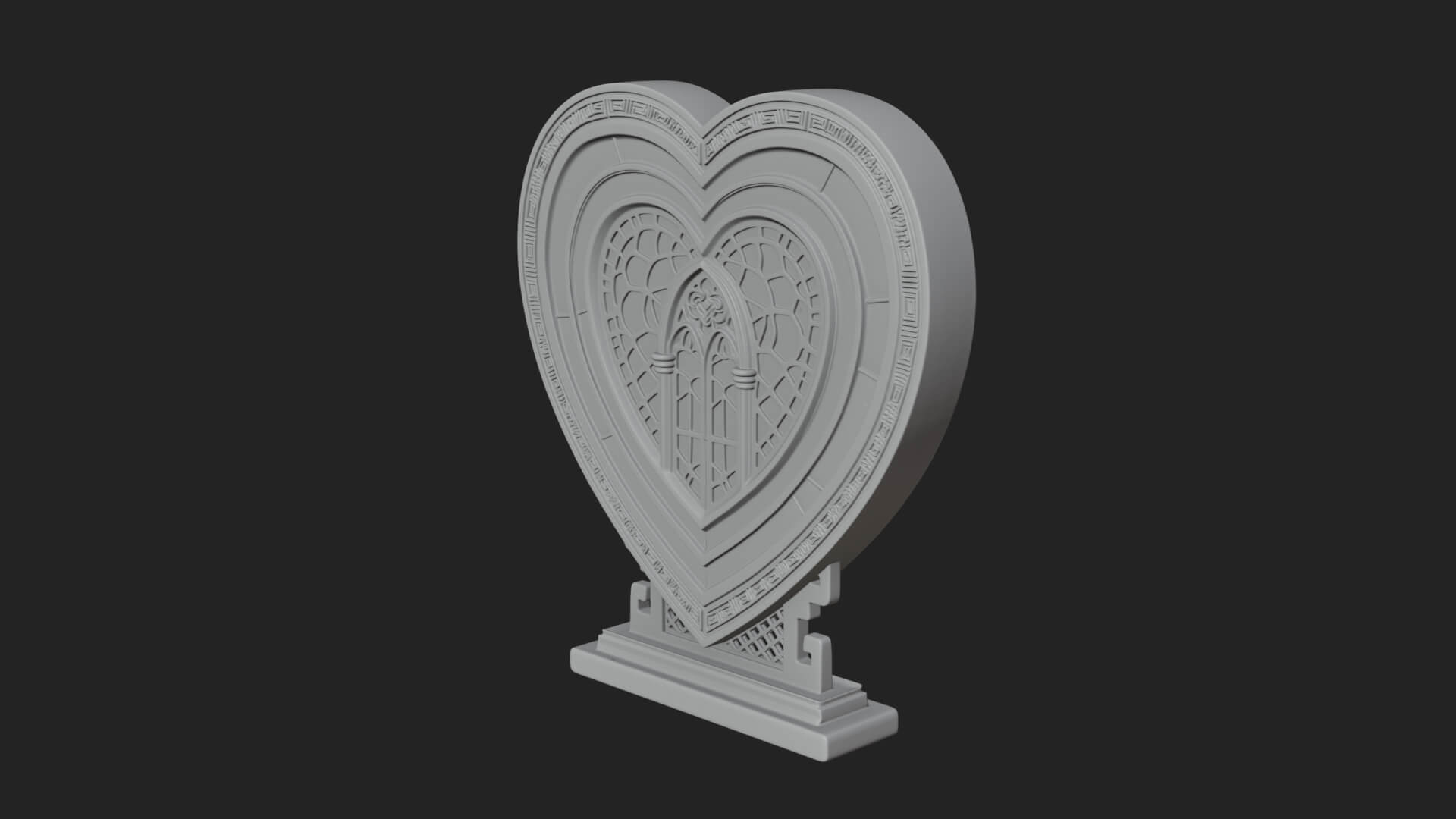 Ornate Framed Heart Plaque Design 112 3D Print Model 3D Model