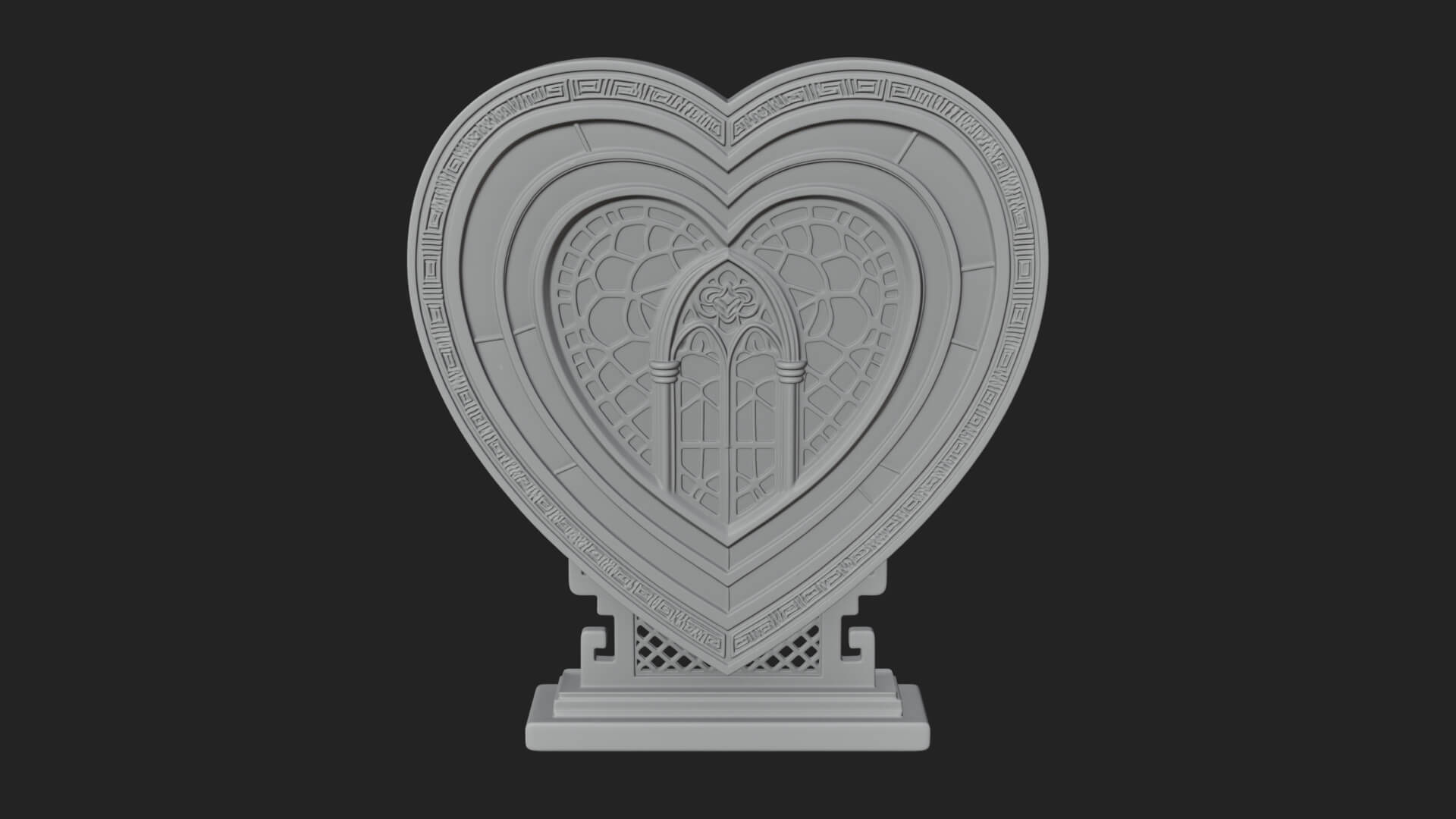 Ornate Framed Heart Plaque Design 112 3D Print Model 3D Model