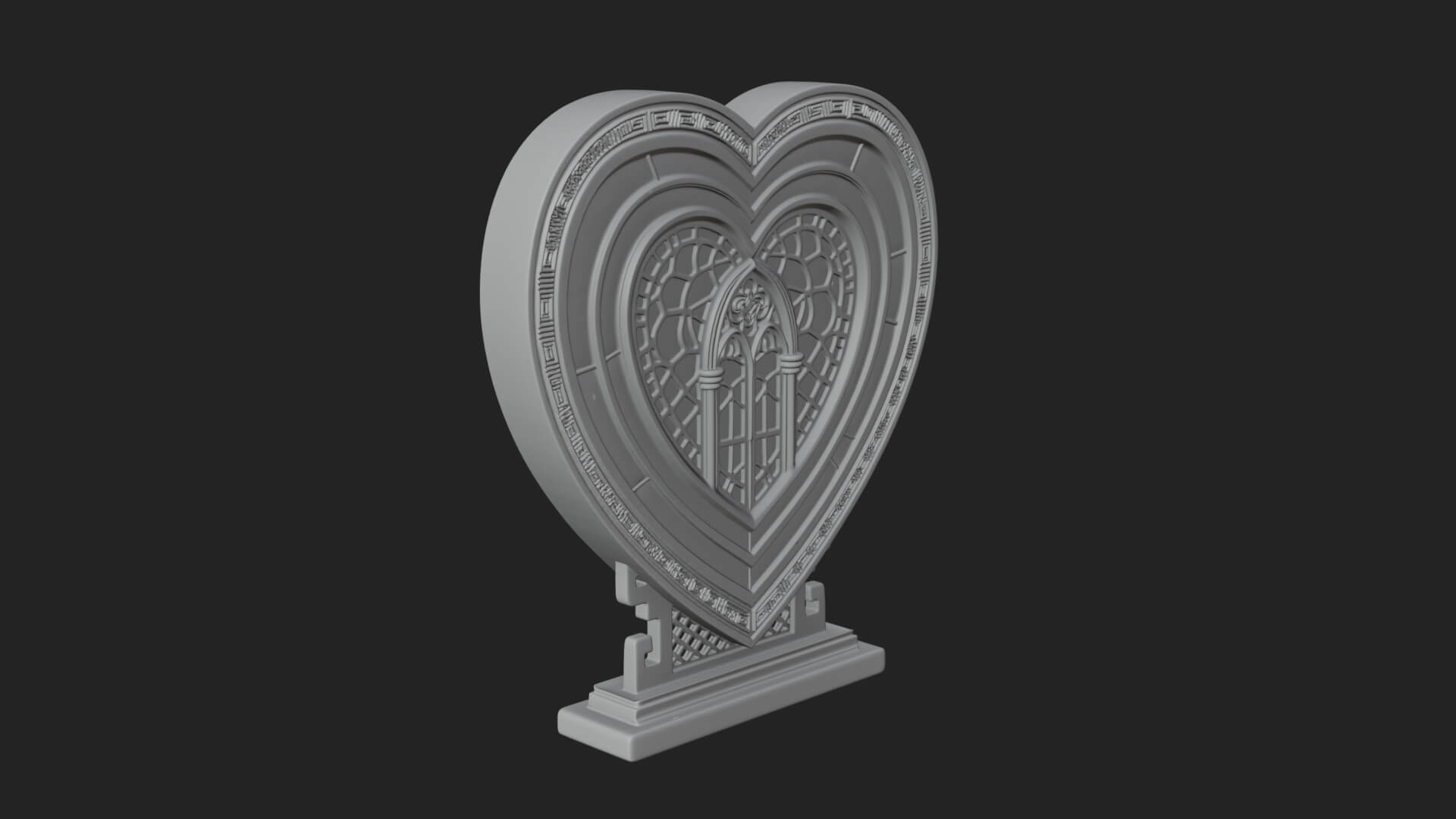 Ornate Framed Heart Plaque Design 112 3D Print Model 3D Model