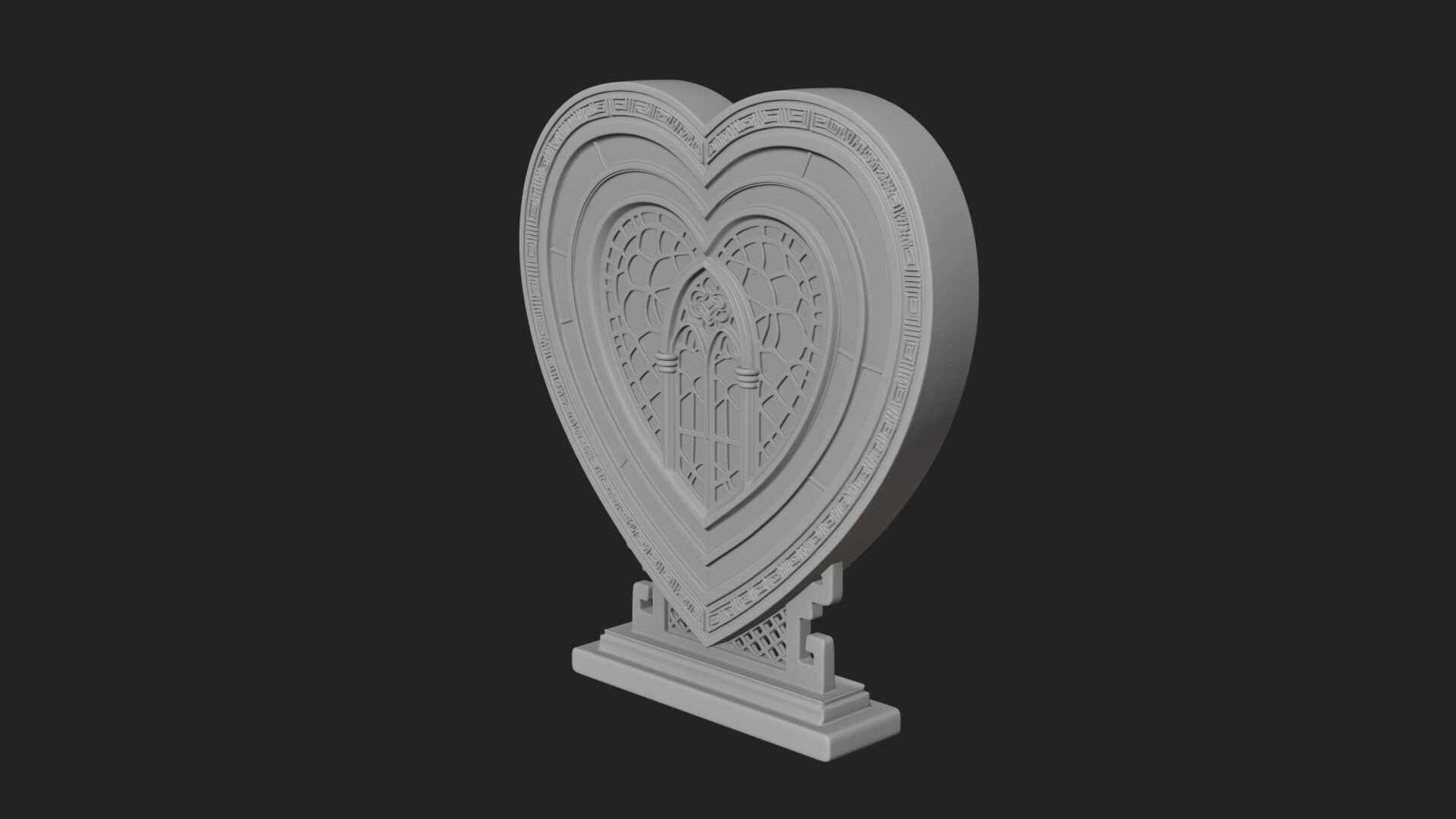 Ornate Framed Heart Plaque Design 112 3D Print Model 3D Model
