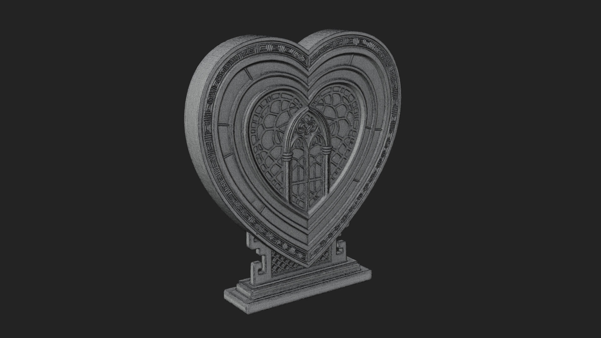 Ornate Framed Heart Plaque Design 112 3D Print Model 3D Model