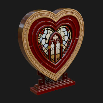 Ornate Framed Heart Plaque Design 112 3D Print Model