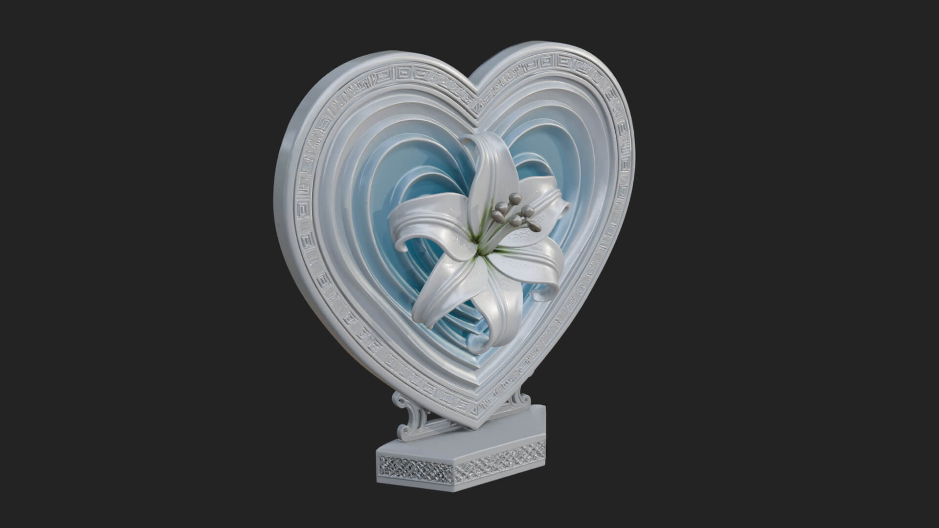 Ornate Framed Heart Plaque Design 113 3D Print Model 3D Model