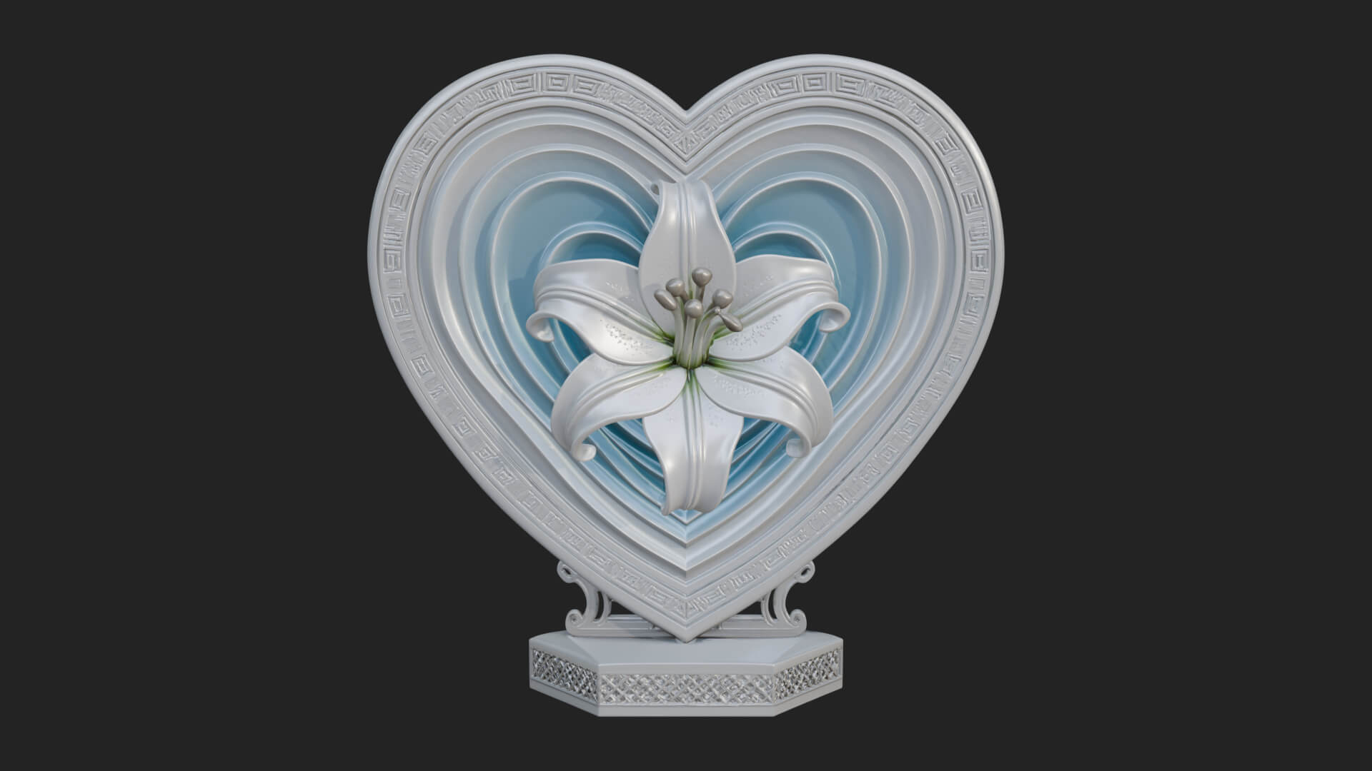 Ornate Framed Heart Plaque Design 113 3D Print Model 3D Model