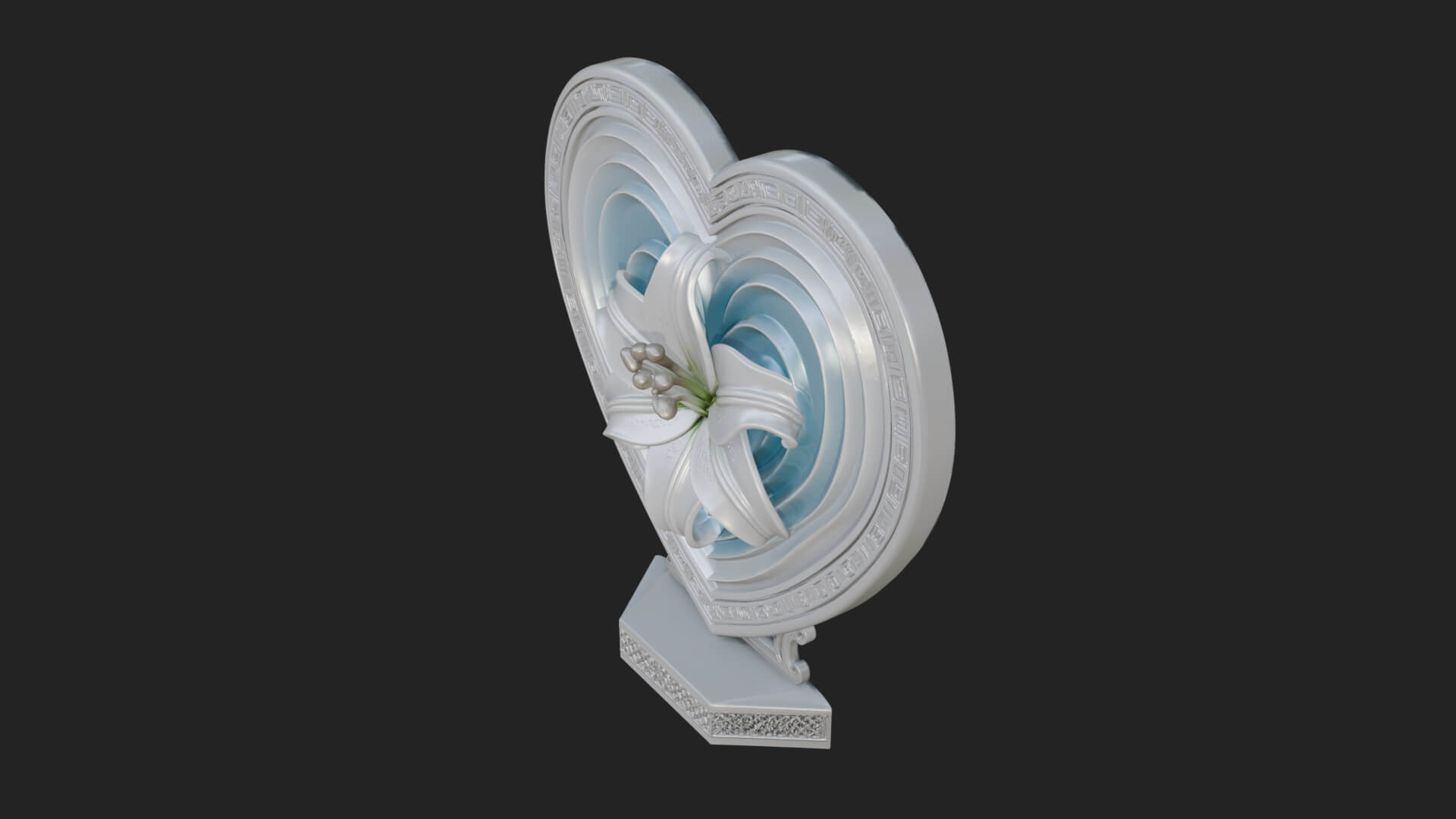 Ornate Framed Heart Plaque Design 113 3D Print Model 3D Model