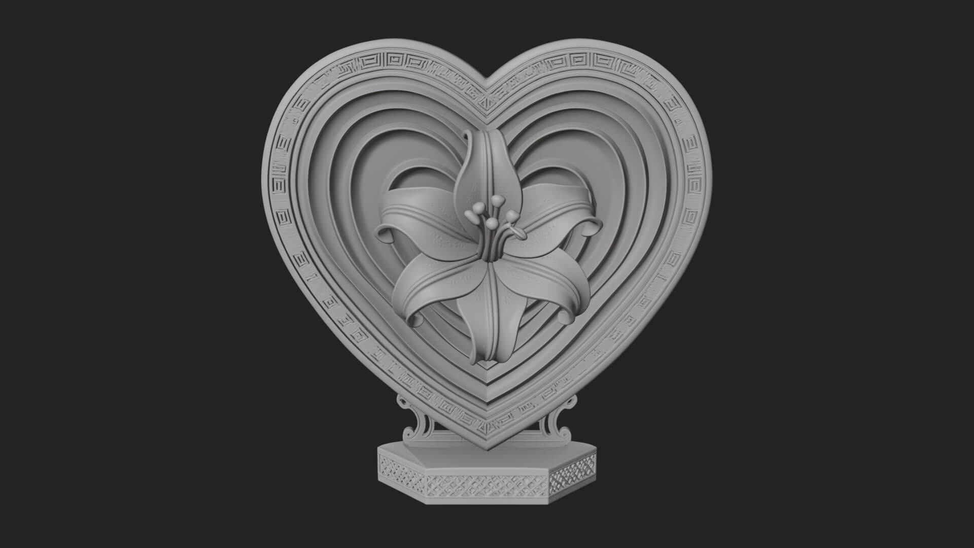Ornate Framed Heart Plaque Design 113 3D Print Model 3D Model