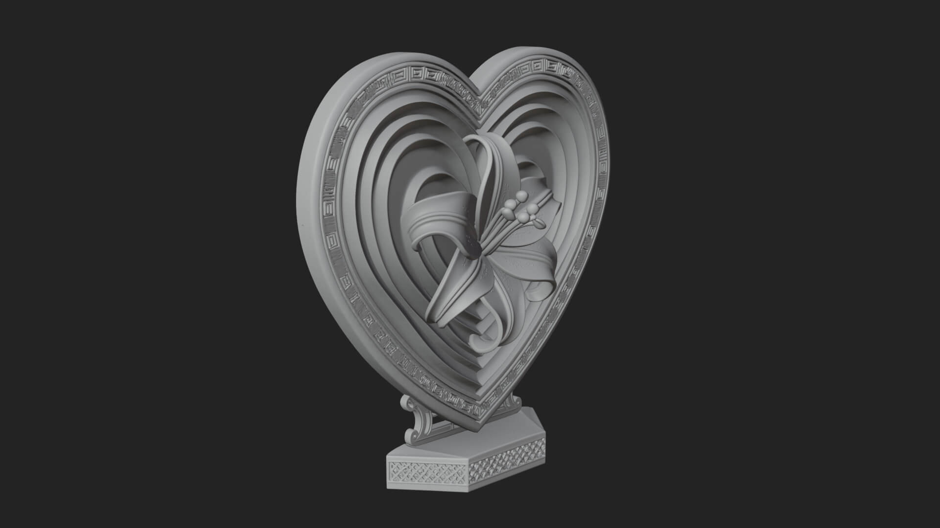 Ornate Framed Heart Plaque Design 113 3D Print Model 3D Model