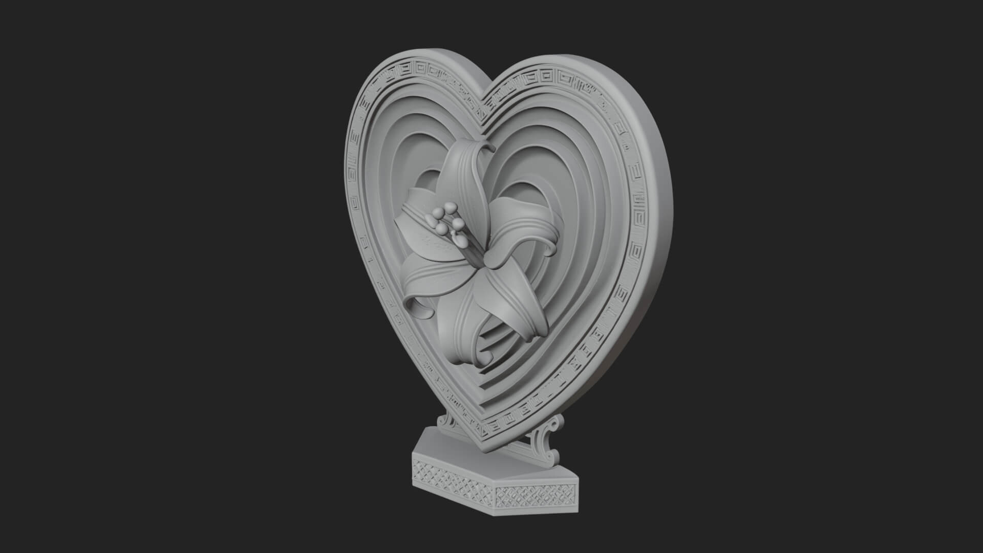 Ornate Framed Heart Plaque Design 113 3D Print Model 3D Model
