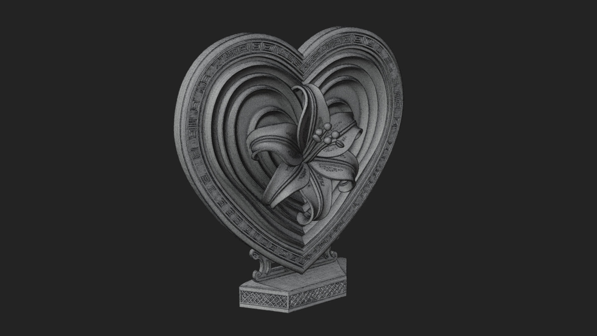 Ornate Framed Heart Plaque Design 113 3D Print Model 3D Model