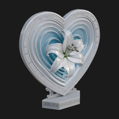 Ornate Framed Heart Plaque Design 113 3D Print Model