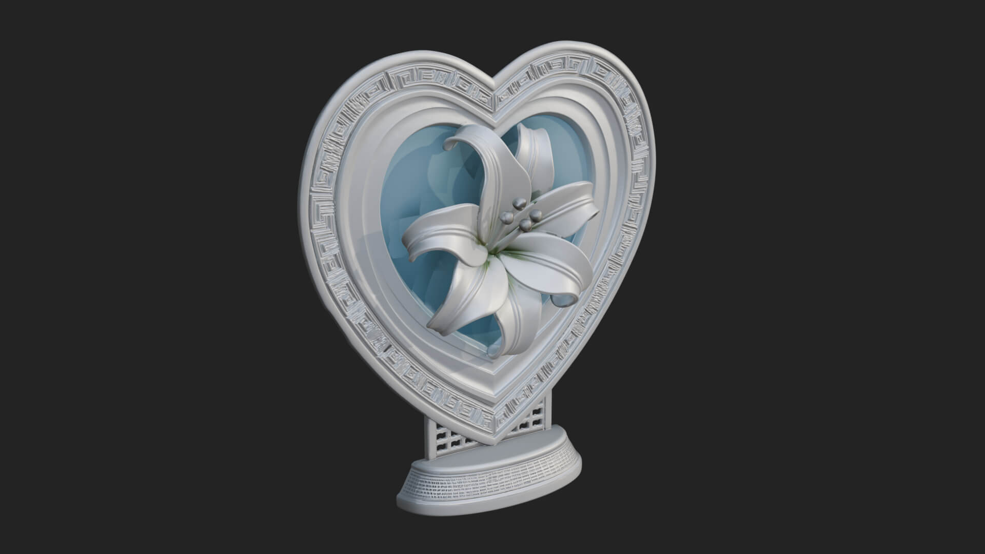 Ornate Framed Heart Plaque Design 114 3D Print Model 3D Model