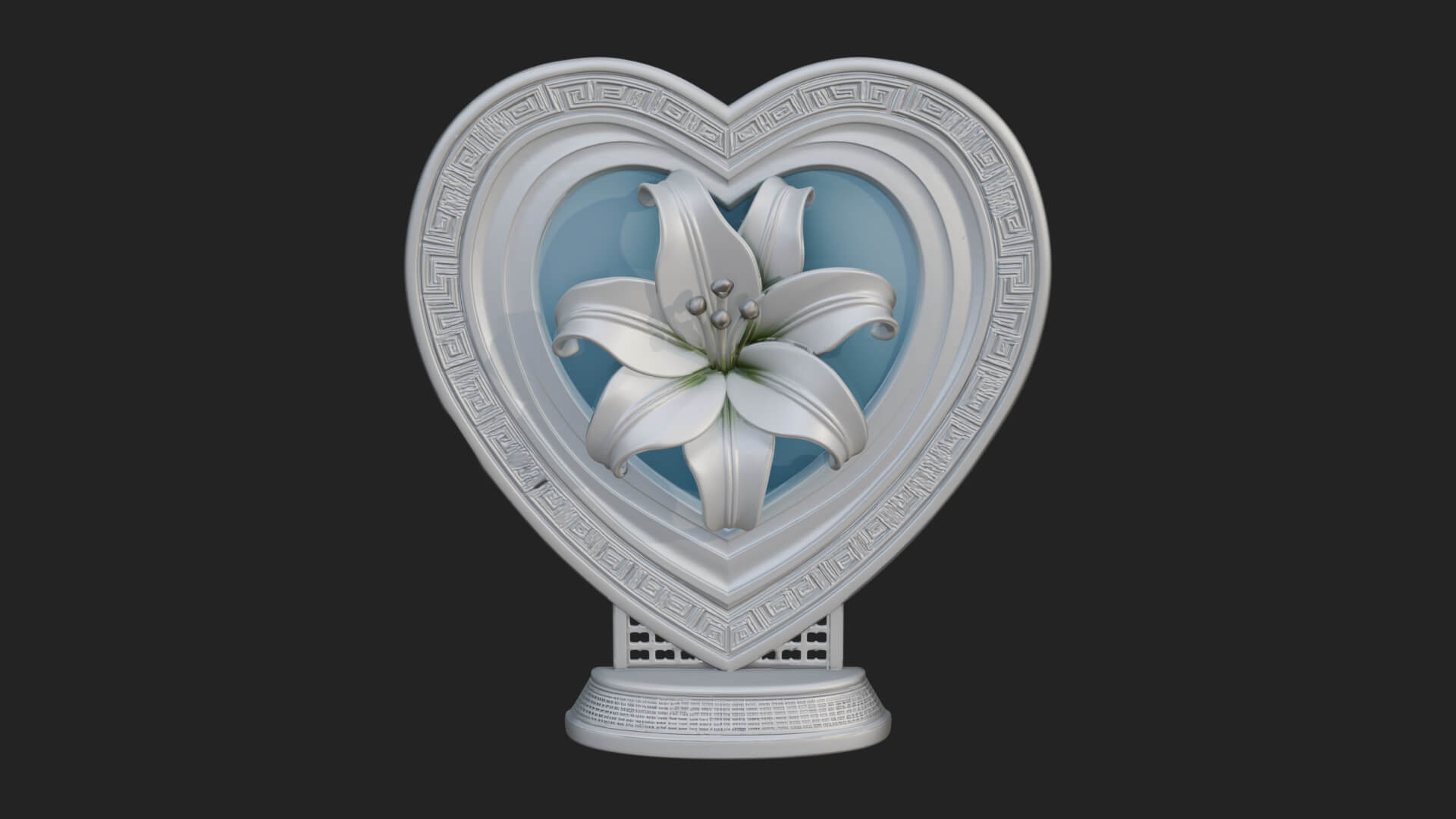 Ornate Framed Heart Plaque Design 114 3D Print Model 3D Model