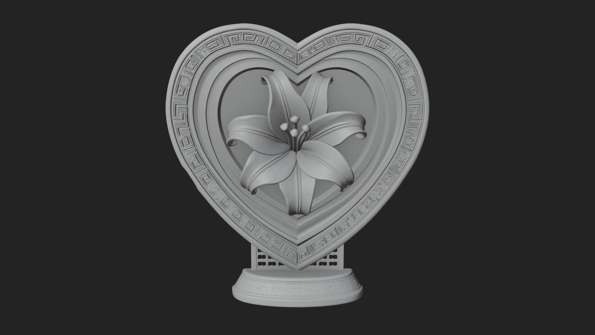 Ornate Framed Heart Plaque Design 114 3D Print Model 3D Model