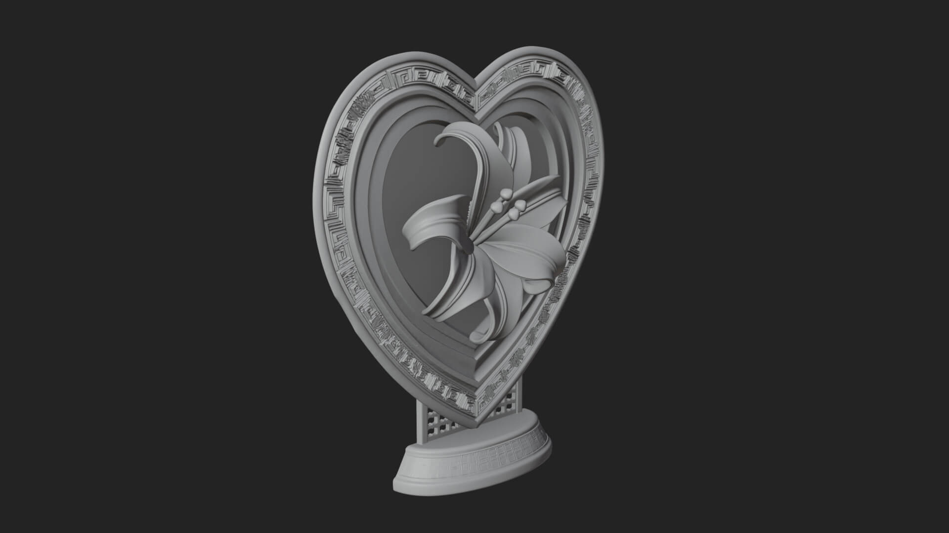 Ornate Framed Heart Plaque Design 114 3D Print Model 3D Model