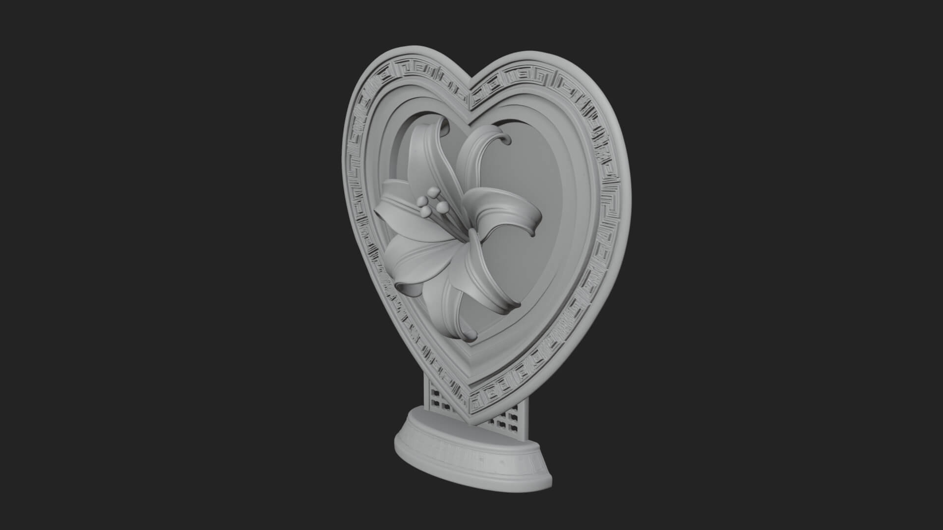 Ornate Framed Heart Plaque Design 114 3D Print Model 3D Model