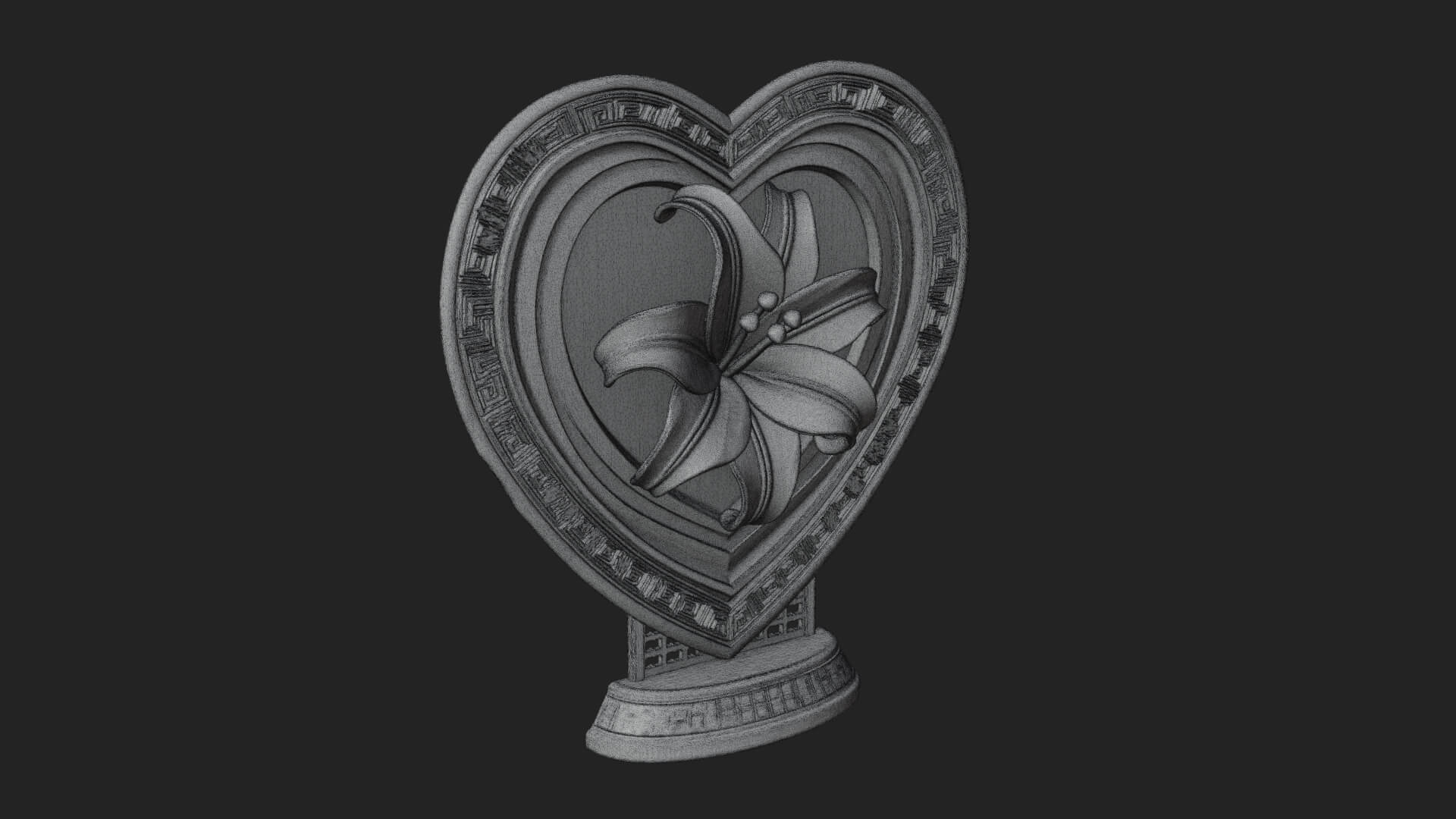 Ornate Framed Heart Plaque Design 114 3D Print Model 3D Model