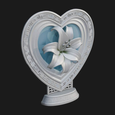 Ornate Framed Heart Plaque Design 114 3D Print Model