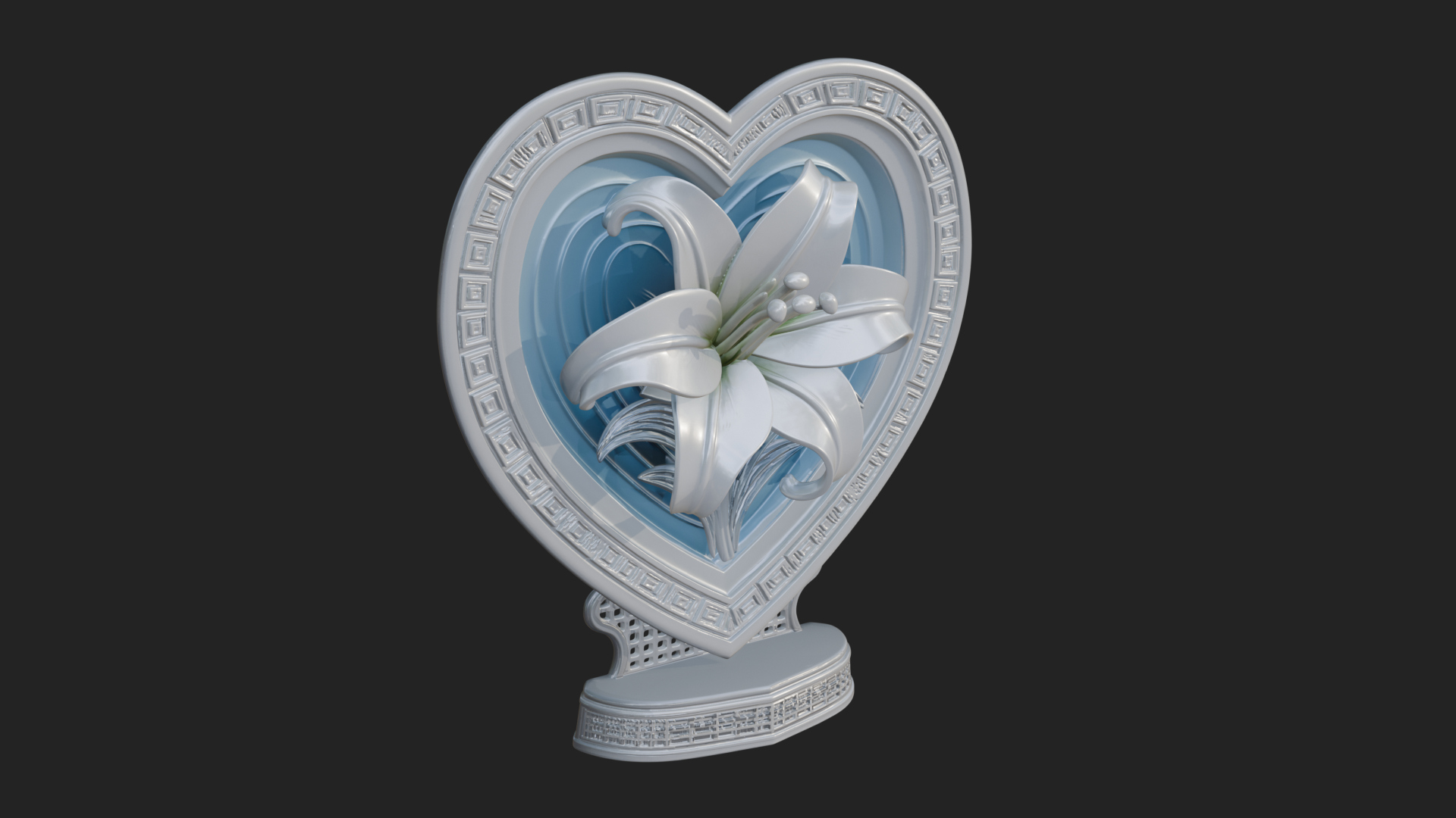 Ornate Framed Heart Plaque Design 115 3D Print Model 3D Model