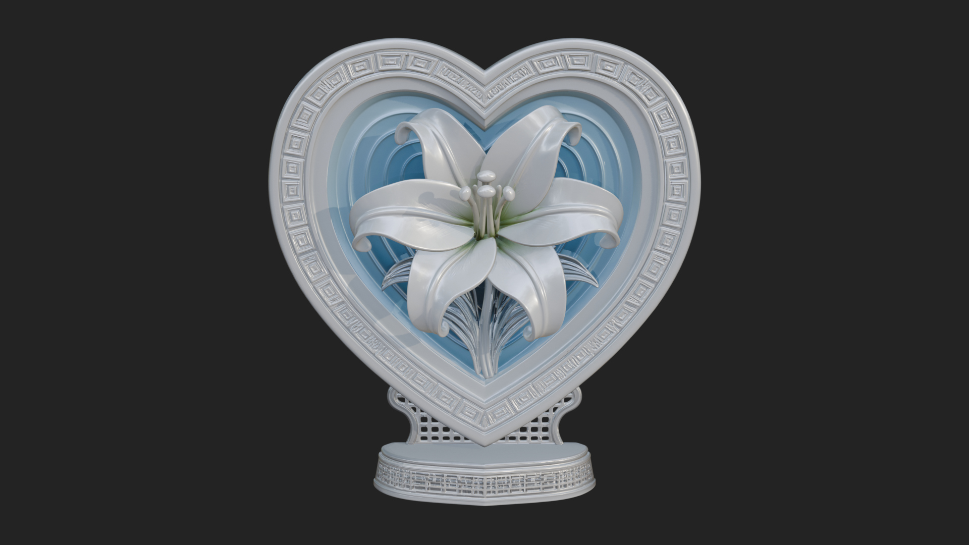 Ornate Framed Heart Plaque Design 115 3D Print Model 3D Model