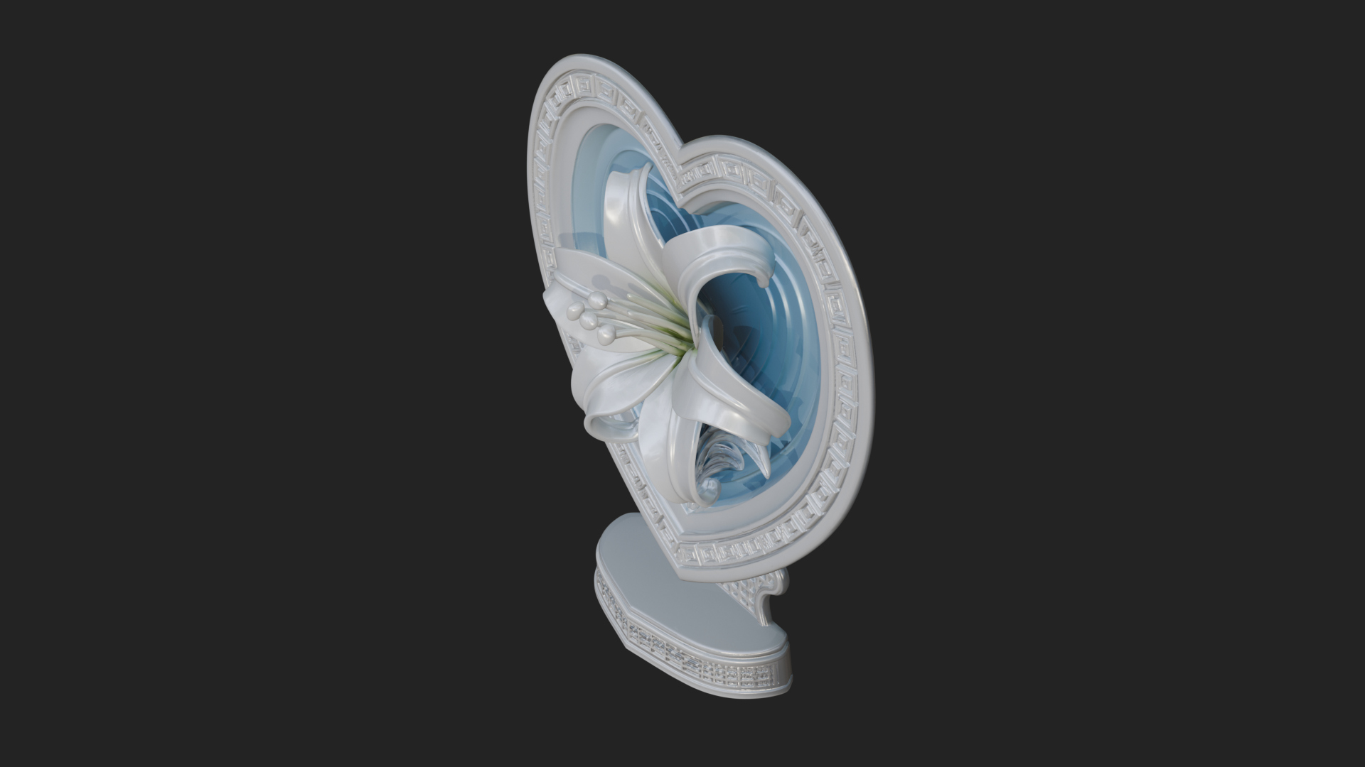Ornate Framed Heart Plaque Design 115 3D Print Model 3D Model