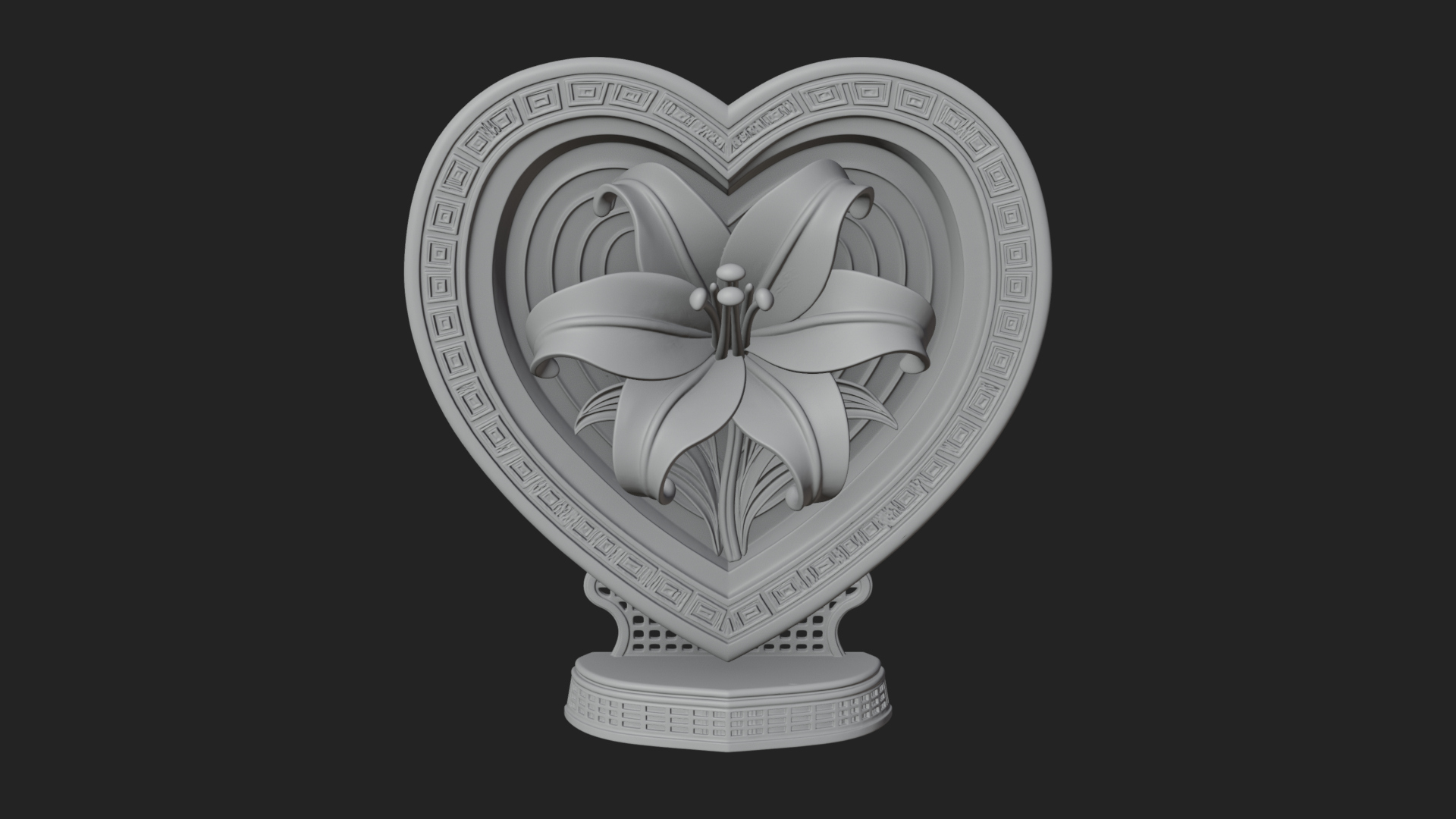 Ornate Framed Heart Plaque Design 115 3D Print Model 3D Model