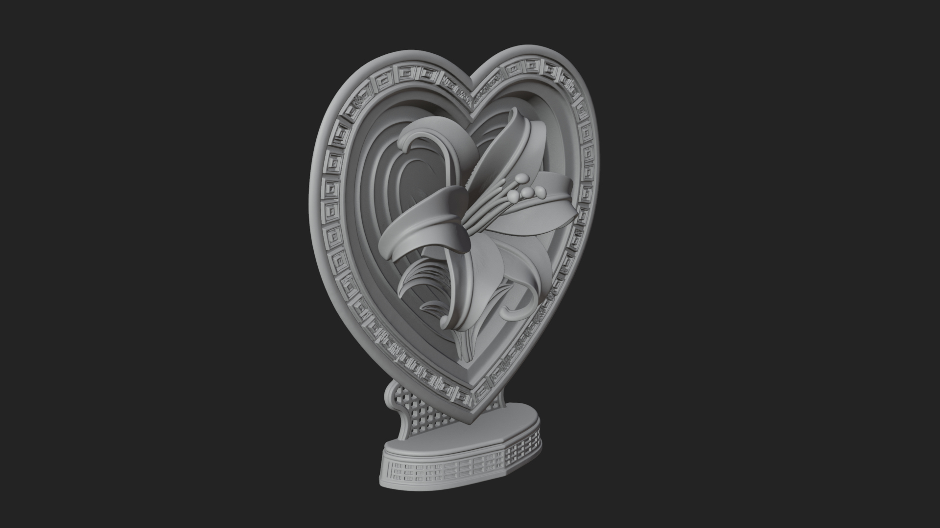 Ornate Framed Heart Plaque Design 115 3D Print Model 3D Model